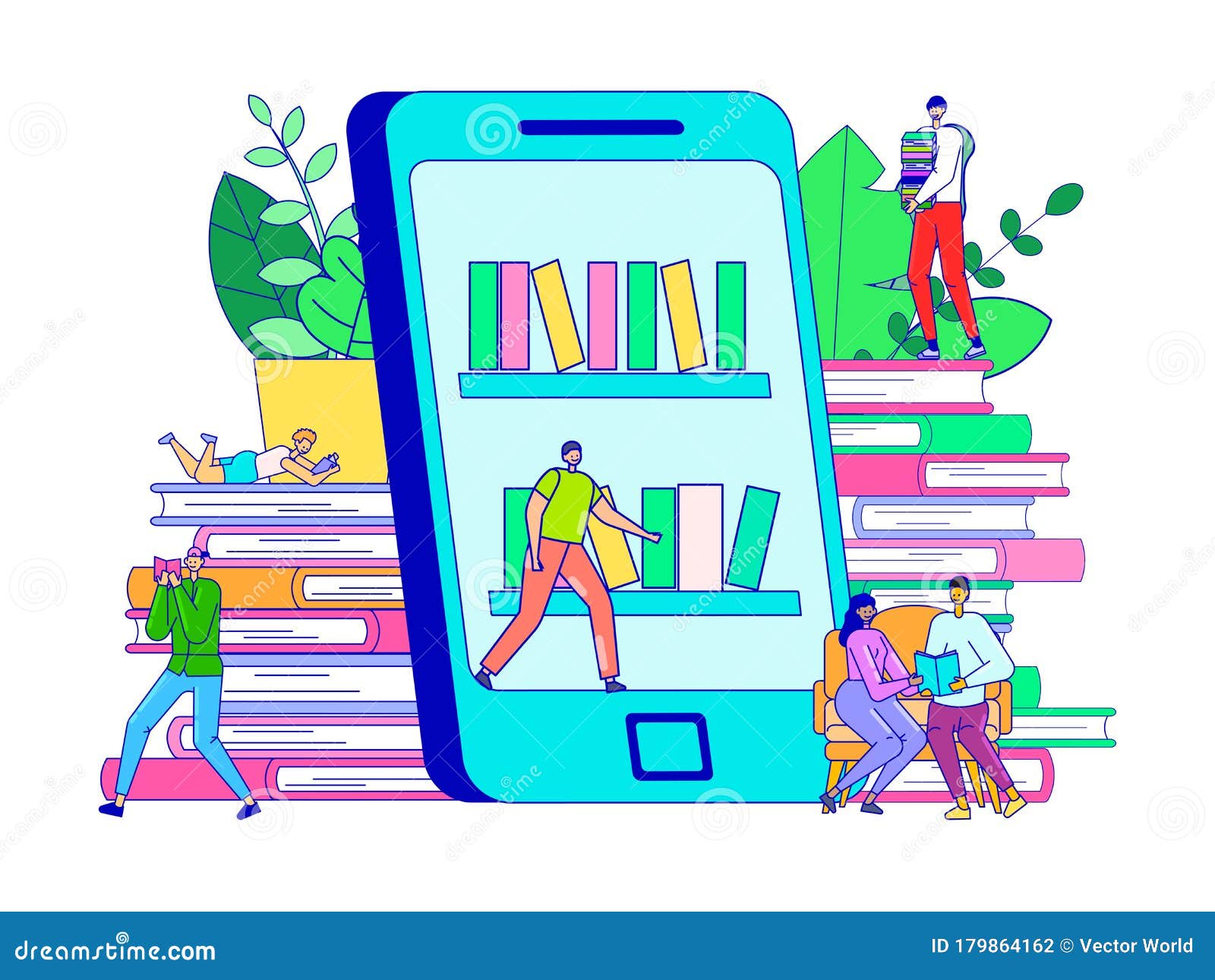 Download Online Library Concept, Tiny People Cartoon Characters ...