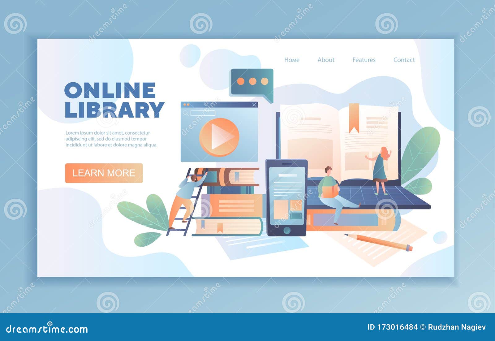 online-library-web-template-design-stock-vector-illustration-of