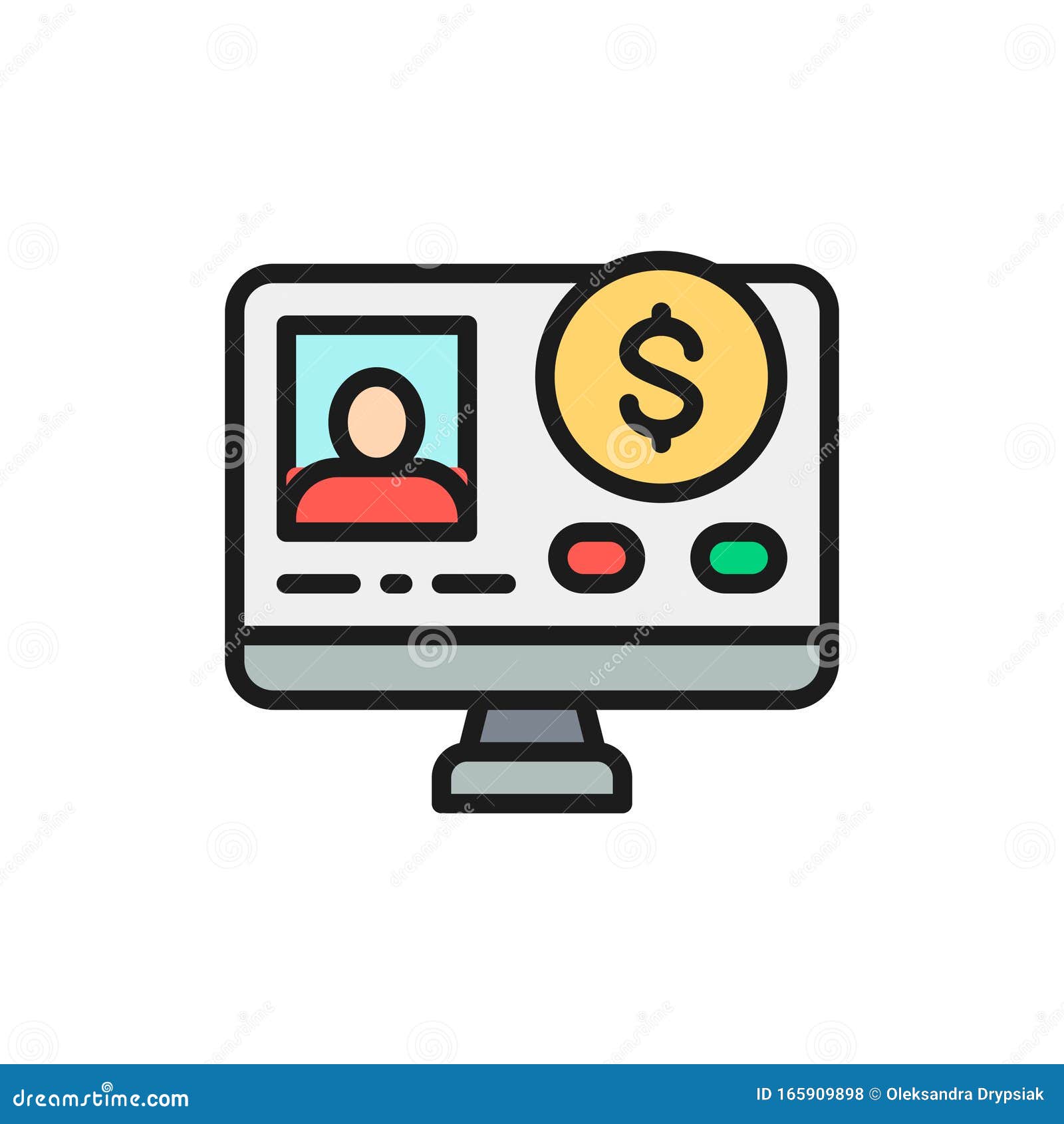 Online Loan Application Flat Color Line Icon. Isolated On White