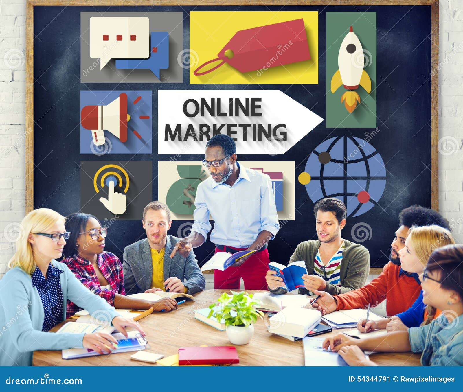 online marketing branding global communication analysing concept