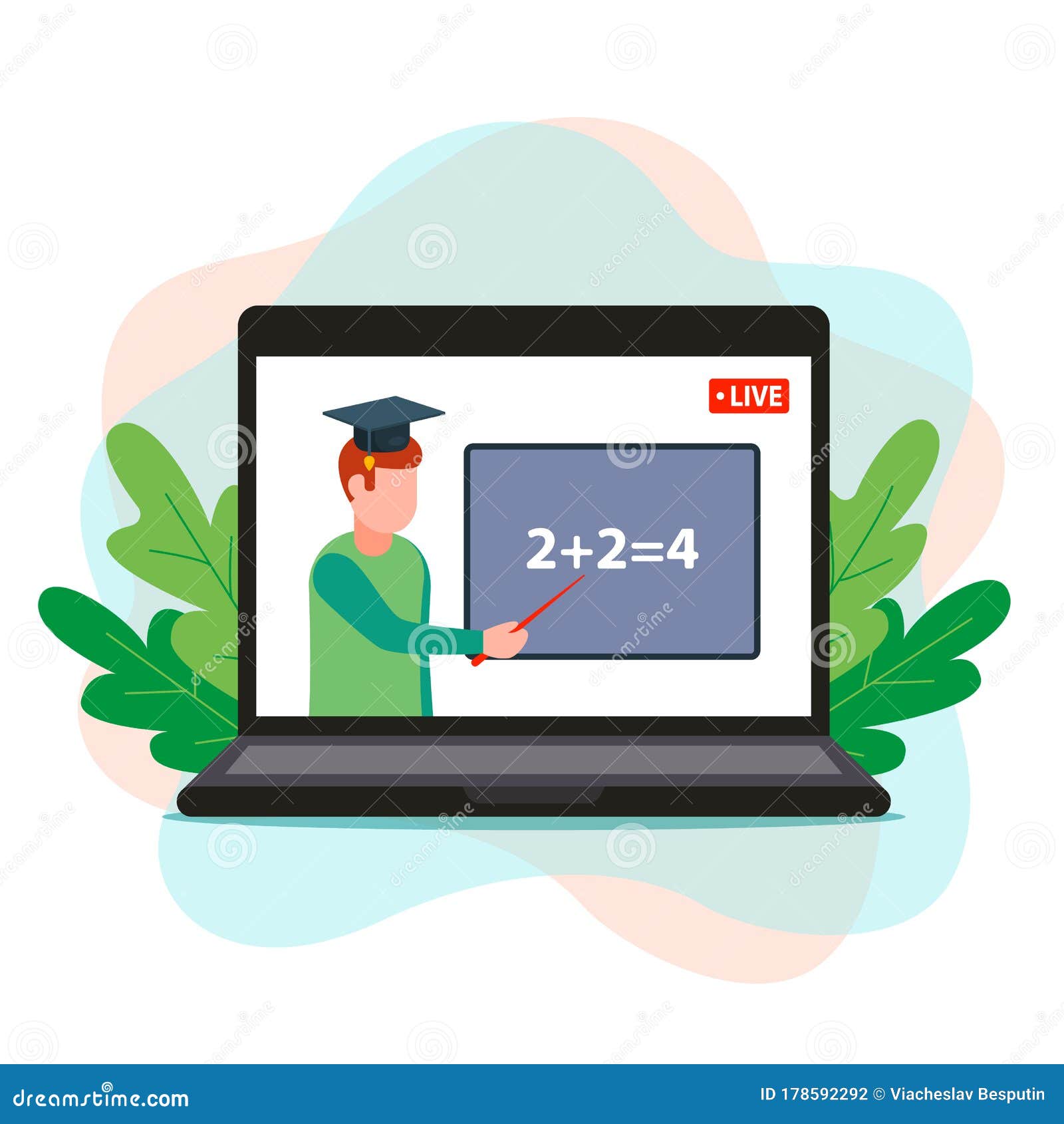 Online Math Education. the Teacher Remotely Teaches Students through a