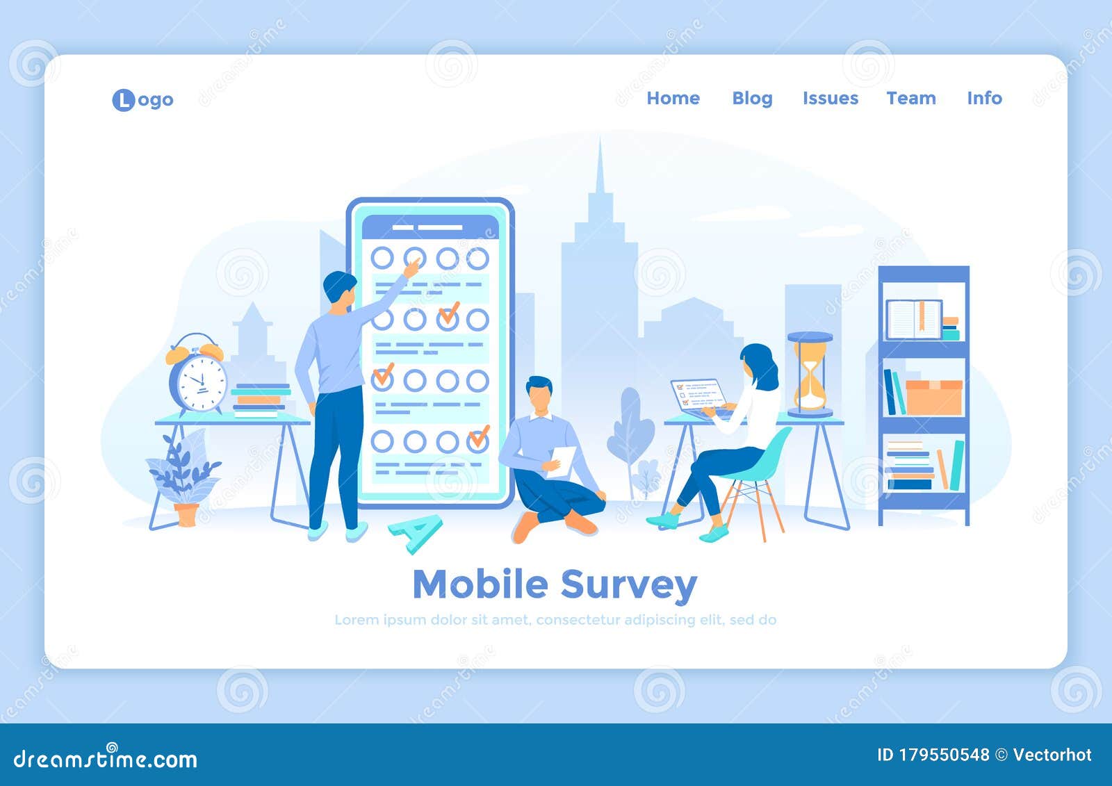Online Mobile Survey Testing Questionnaire. Phone Screen with Online