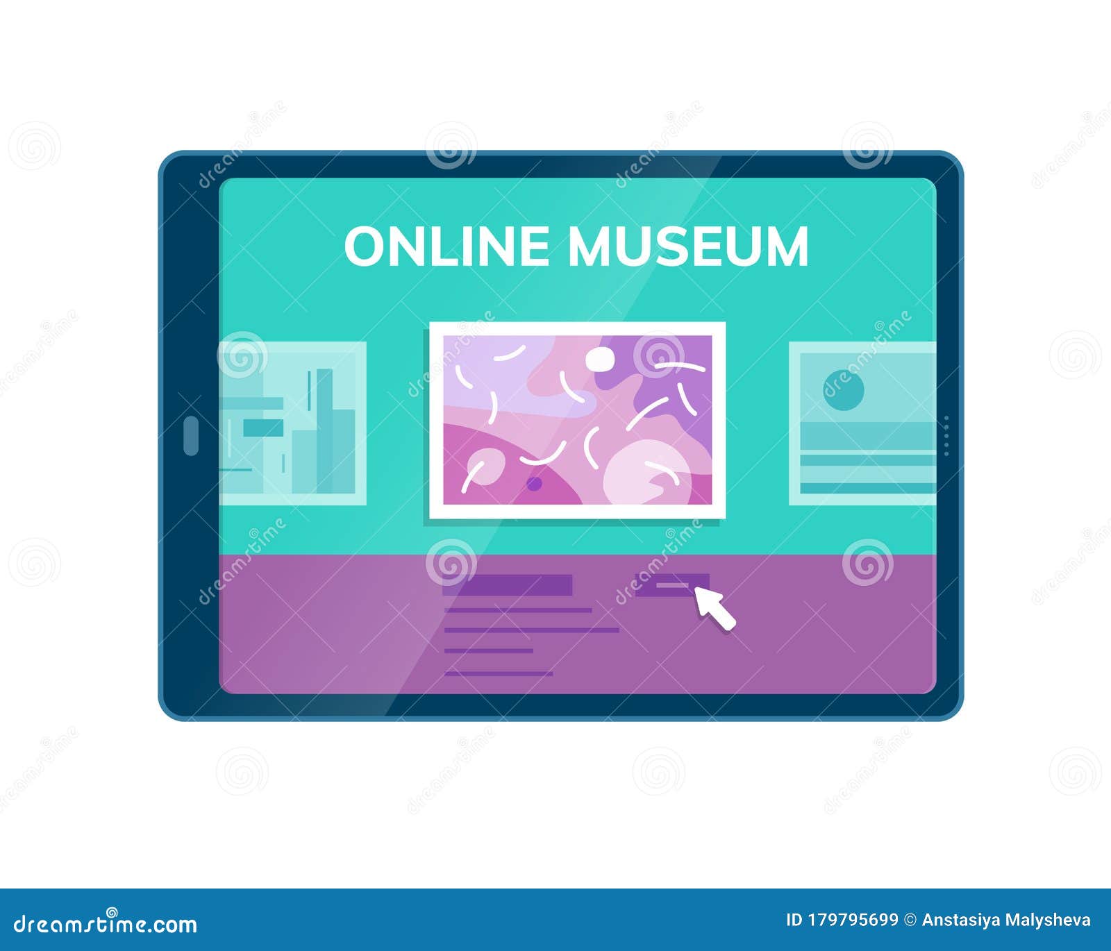 Online Museum Mobile App. Virtual Art Exhibition Stock Vector Illustration of exposition