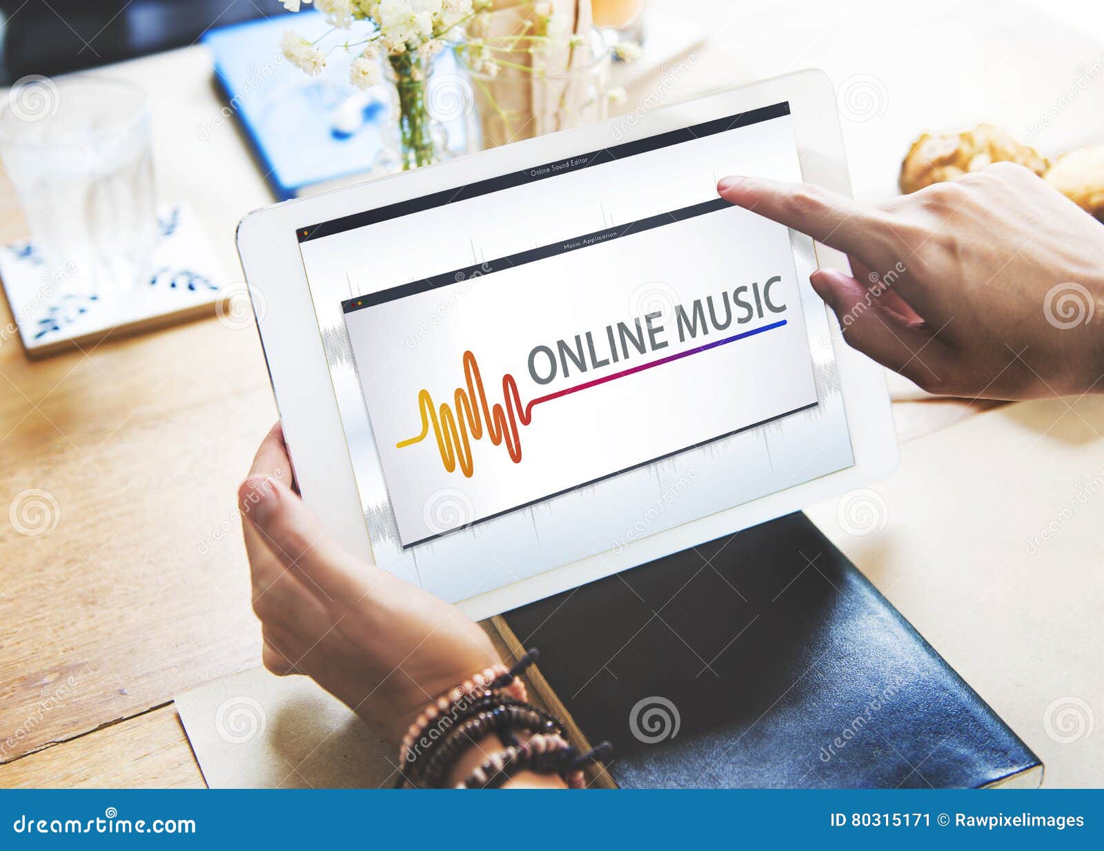 Online Music Audio Music Streaming Wave Graphic Concept Stock Image