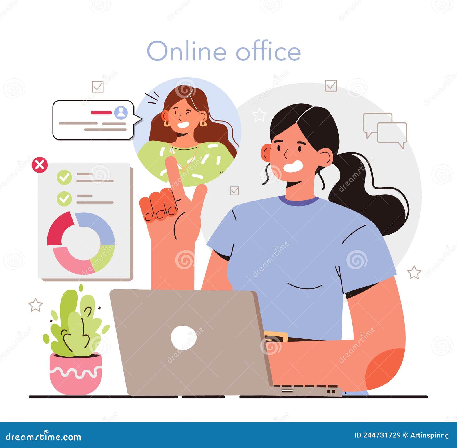 online office. modern virtual office developing and moderating.