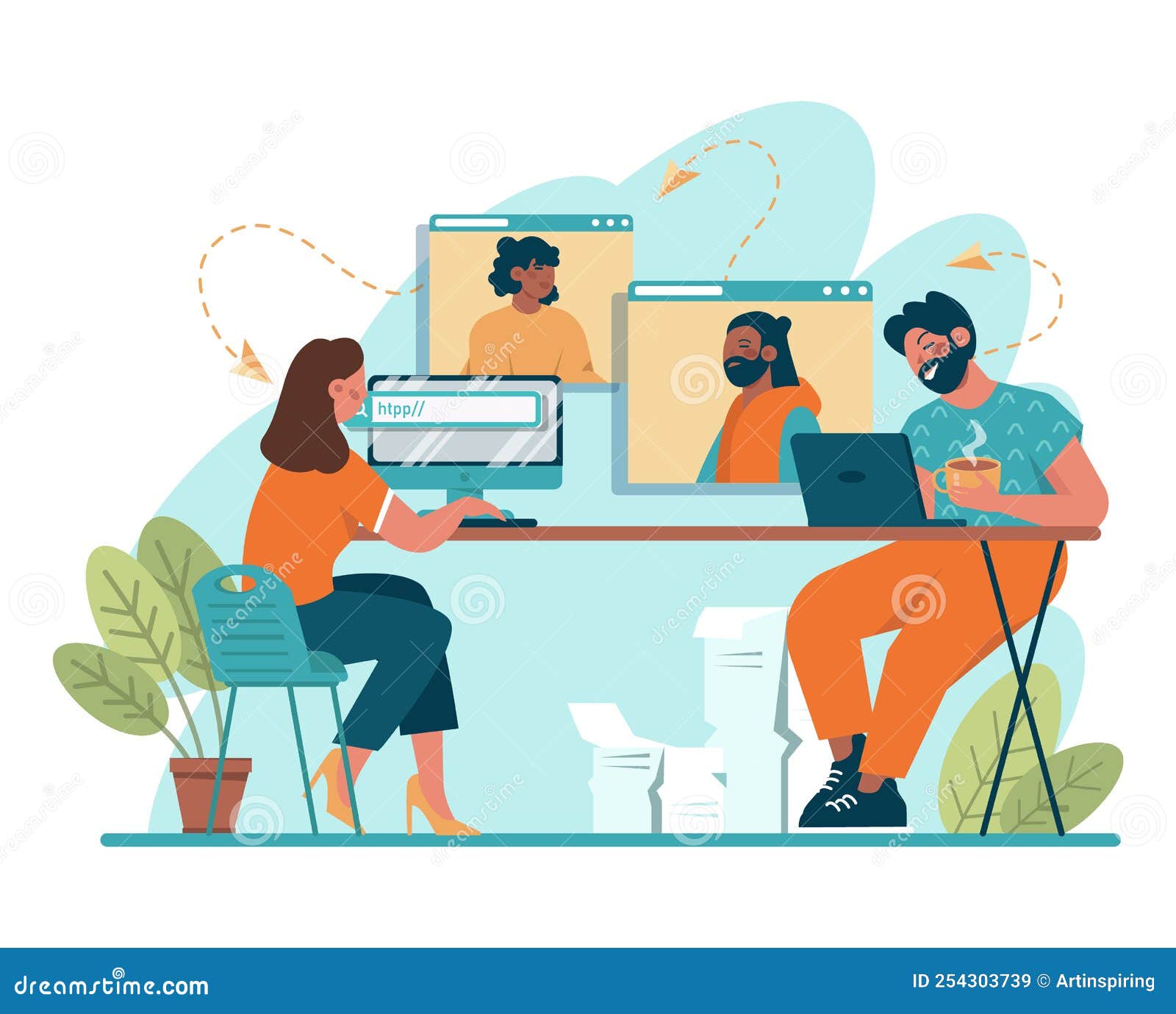 online office. modern virtual office developing and moderating