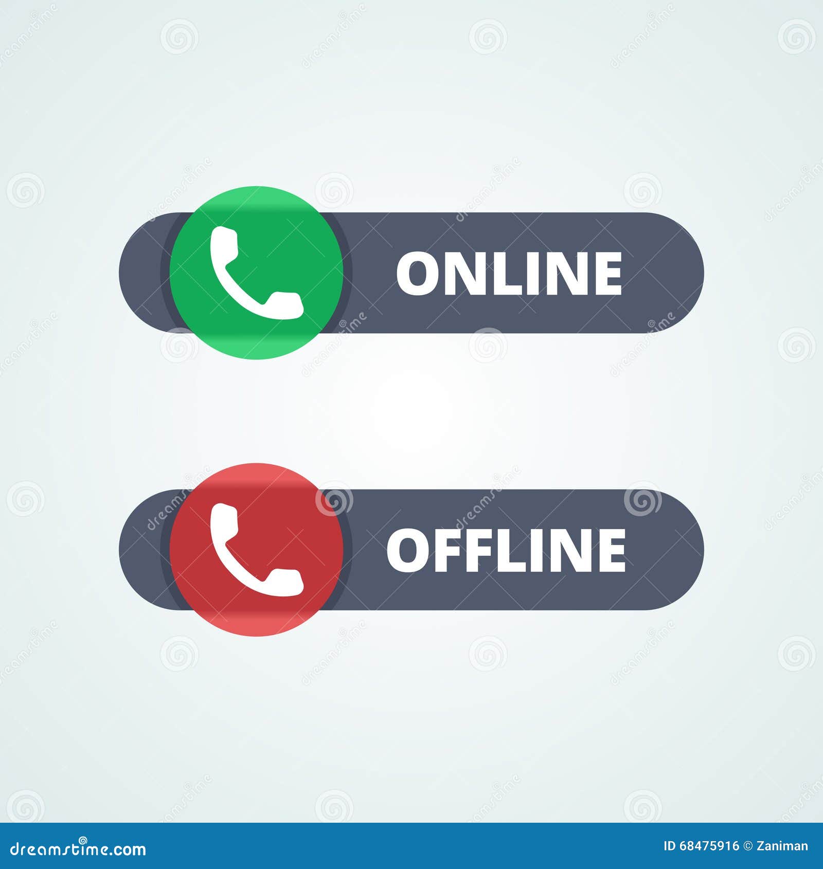 online and offline status buttons.