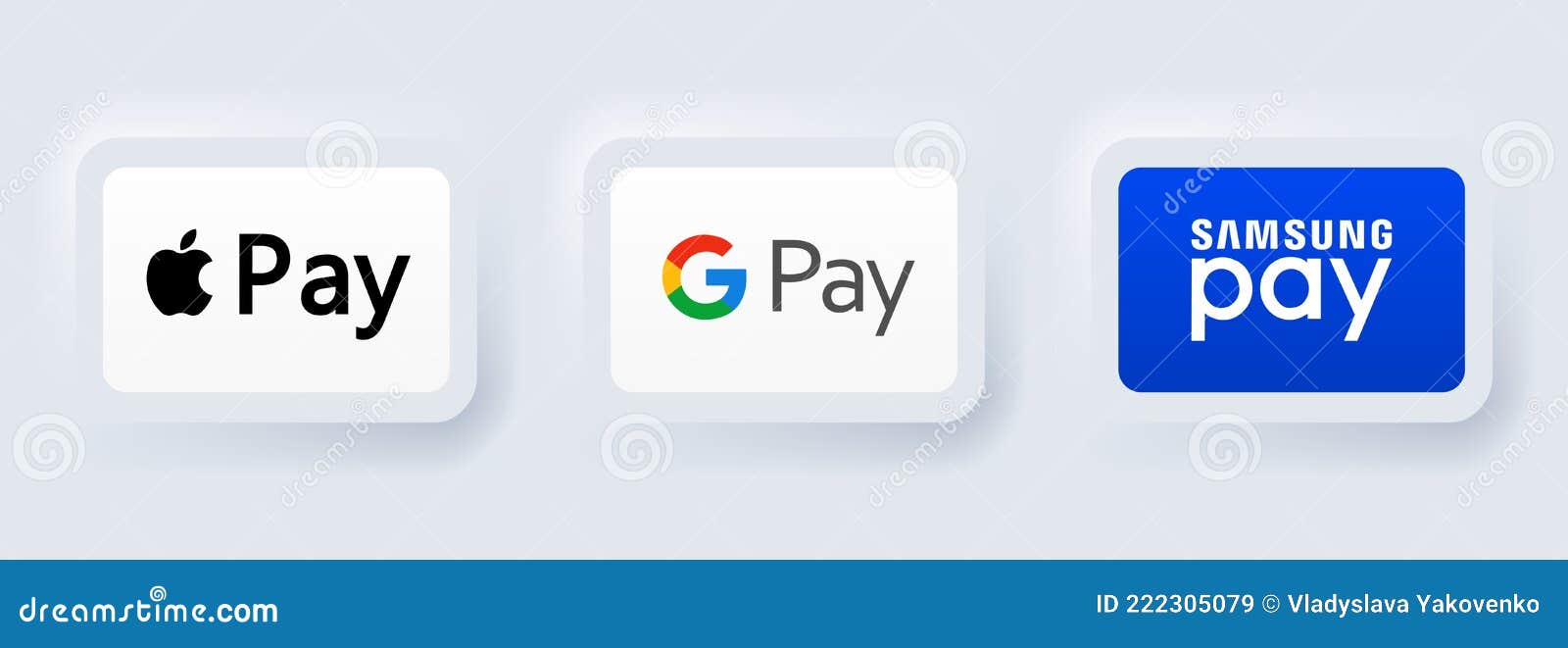 Online Payment Methods Icons Set, Company Logos: Apple Pay, Google Pat, Samsung  Pay. Neumorphic, Neumorphism Style. Vector Editorial Stock Image -  Illustration Of Home, Neumorphism: 222305079