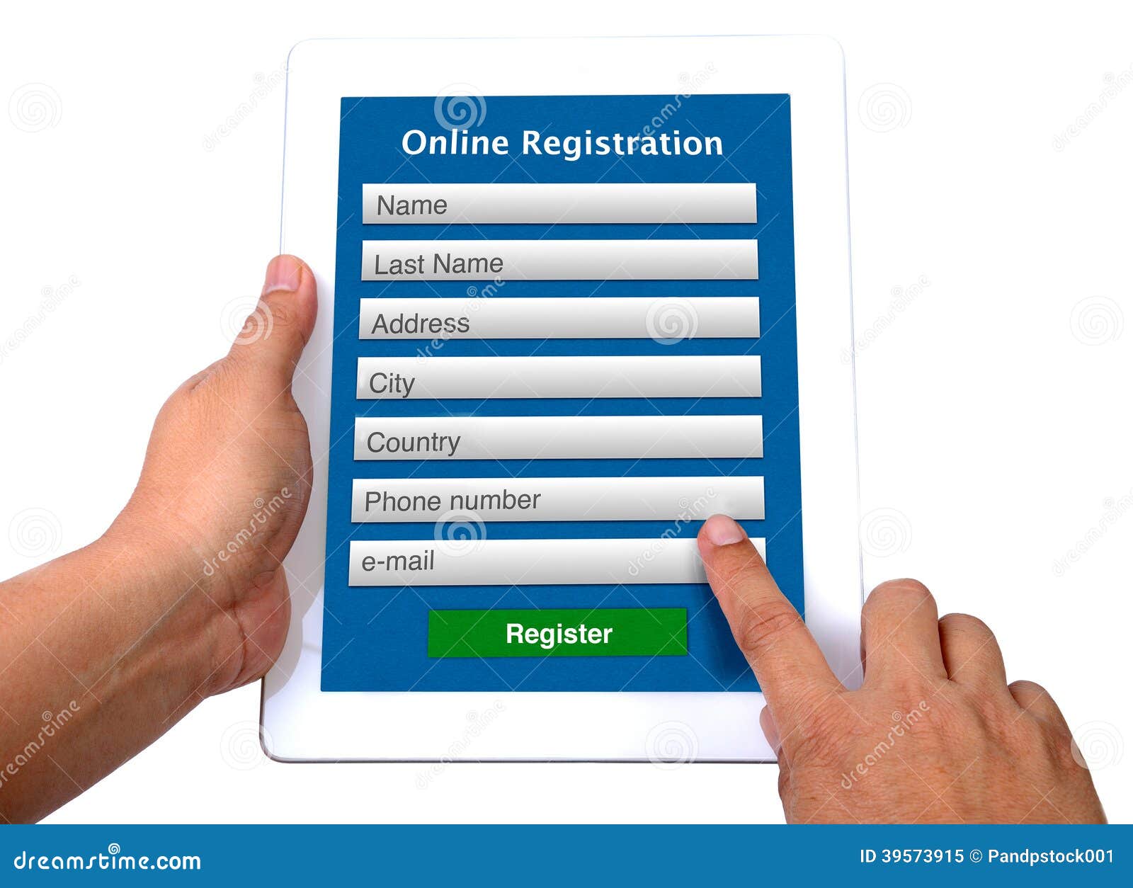 Online registeration form. stock image. Image of 