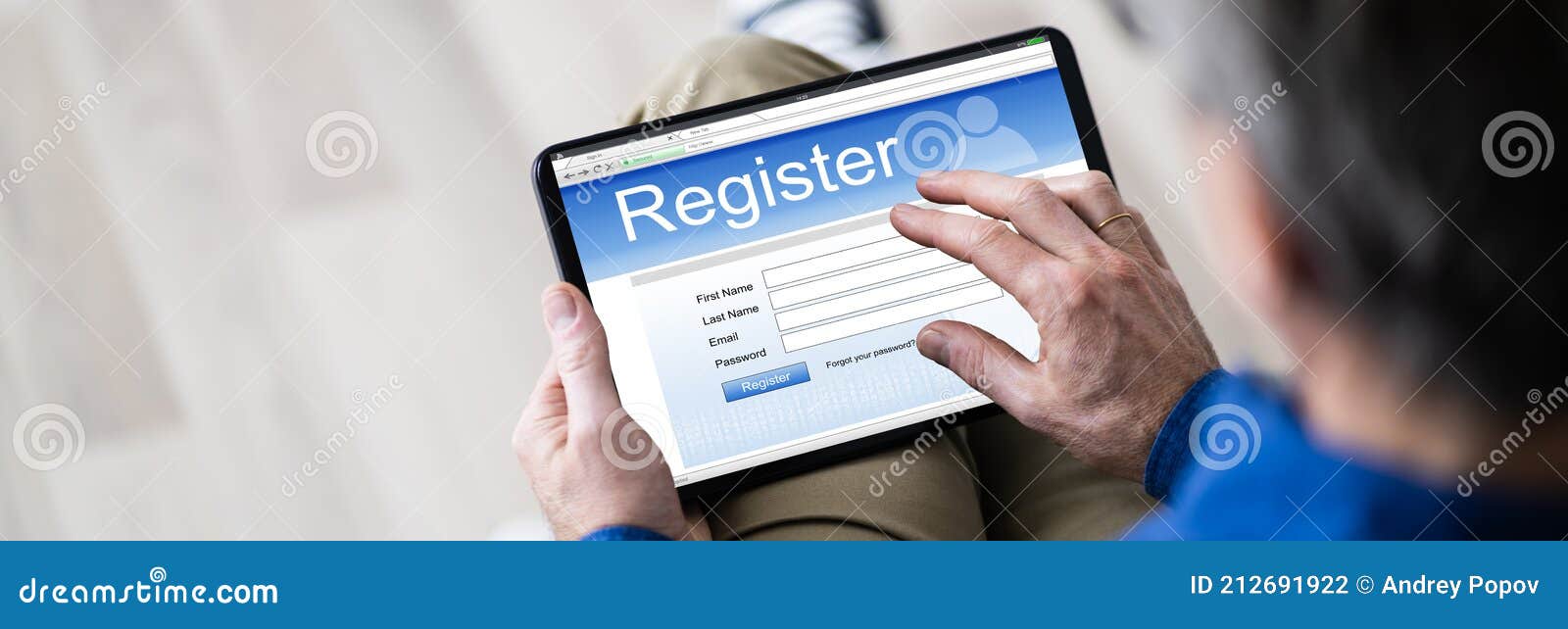 online registration web form on tablet