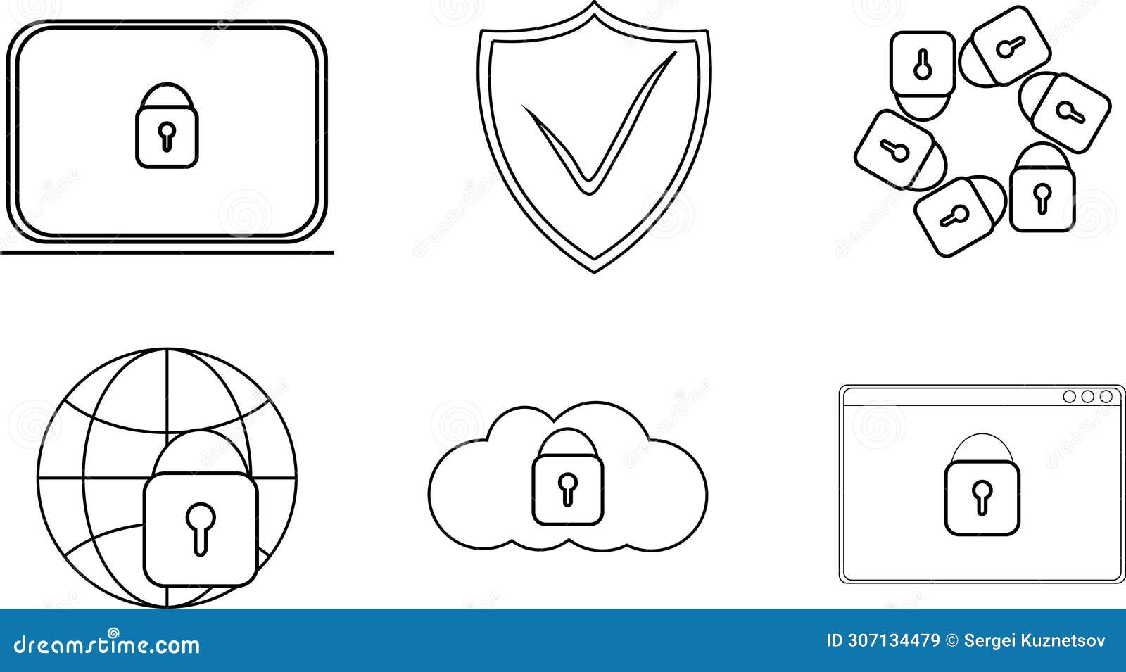 Online Safety Black Line Icons Stock Vector - Illustration of online ...