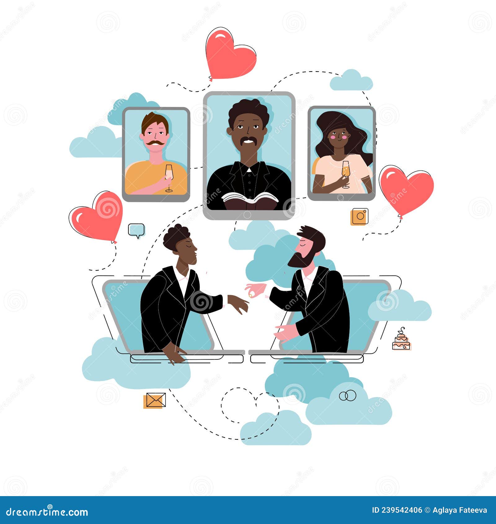 Gay Couple Showing Love Stock Illustrations