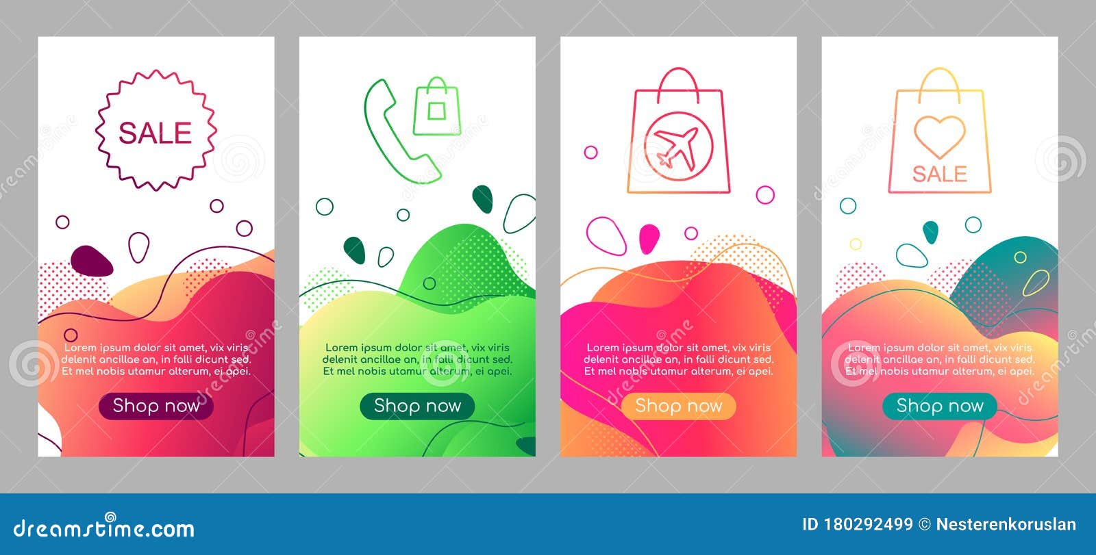 Download Online Shop Abstract Fluid Mobile App Screen Mockup Set ...