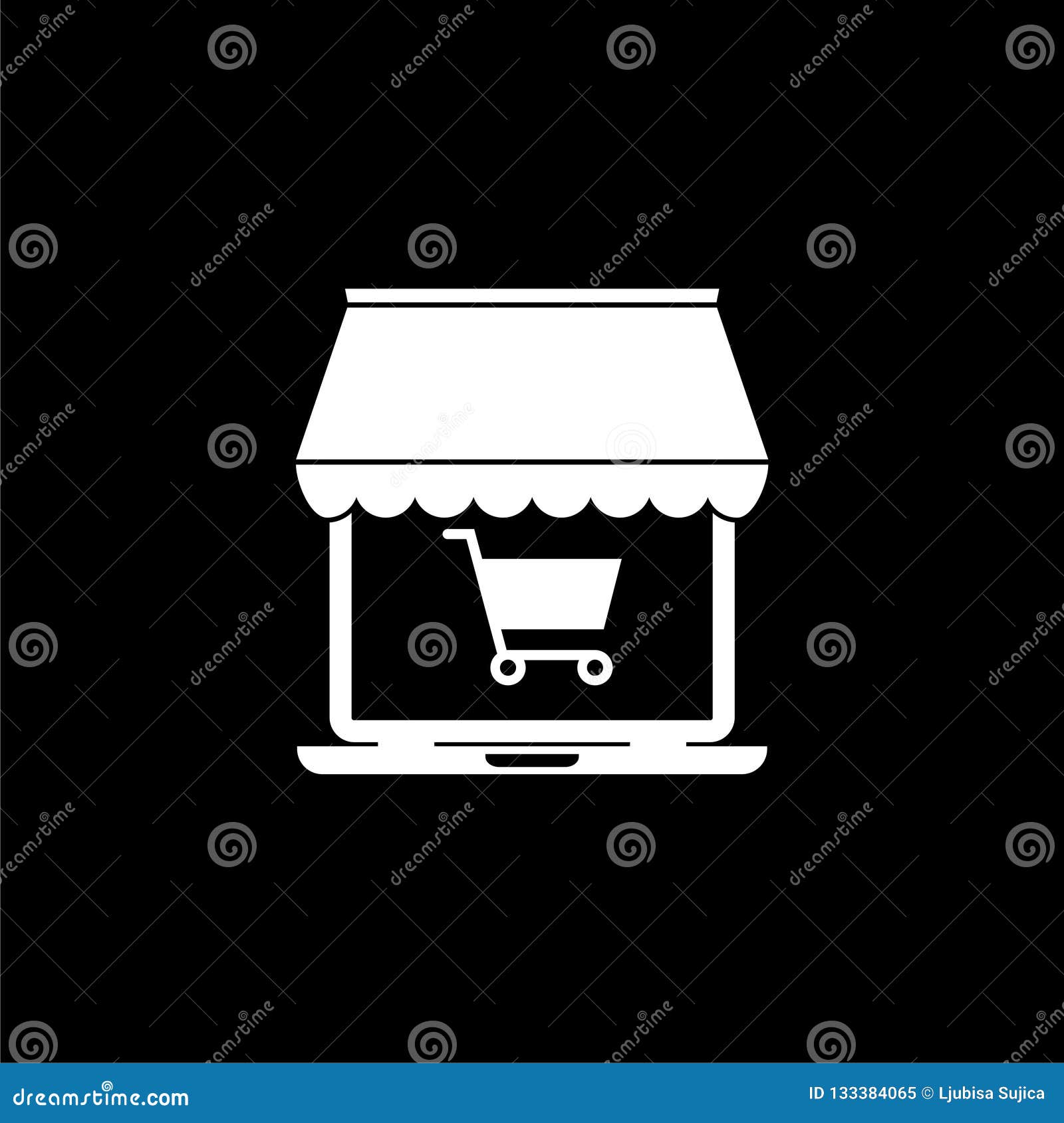 Respect hel vingerafdruk Online Shop Marketplace with Laptop Icon or Logo on Dark Background Stock  Vector - Illustration of computer, isolated: 133384065