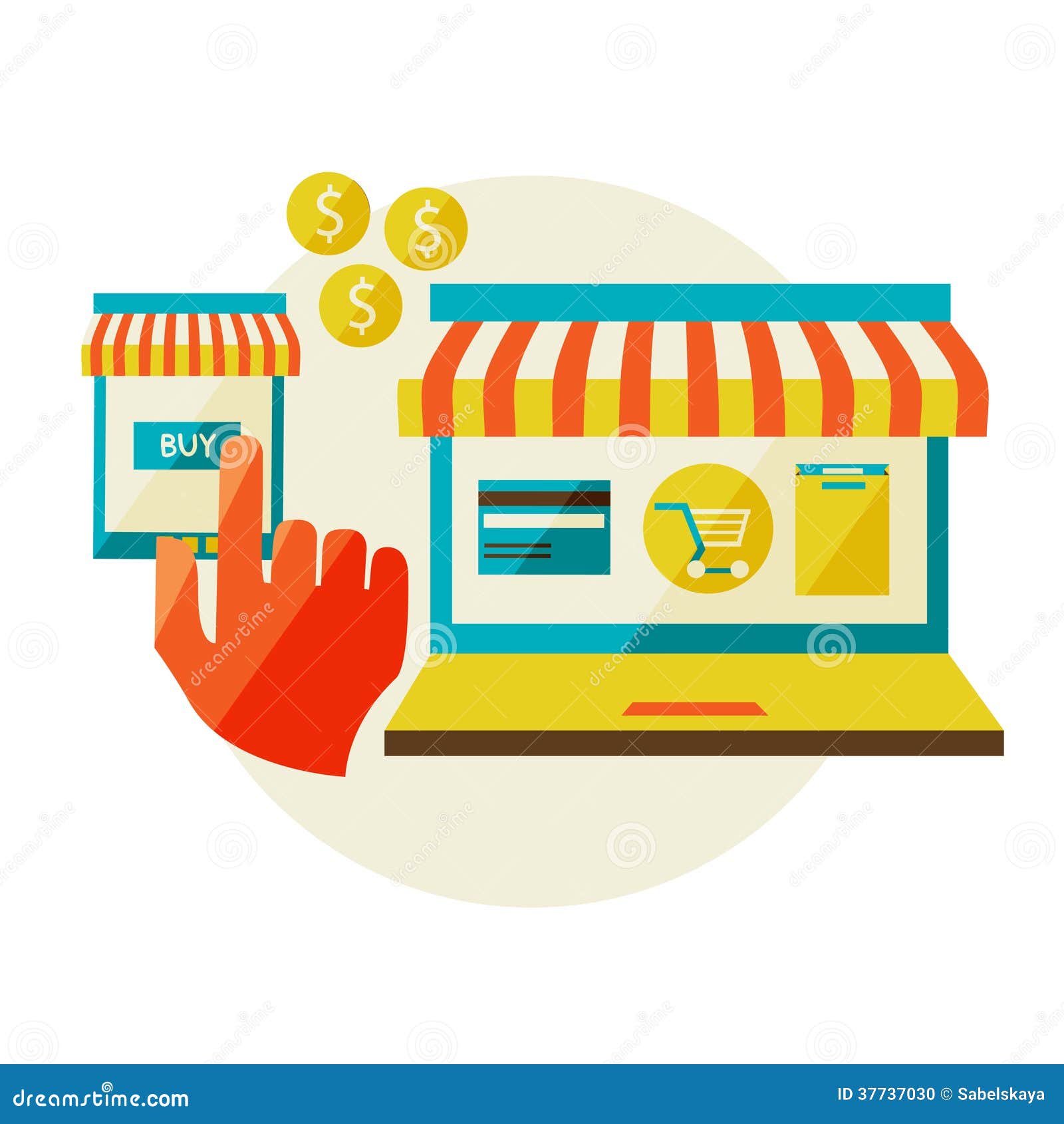 Online shopping stock vector. Illustration of basket 37737030