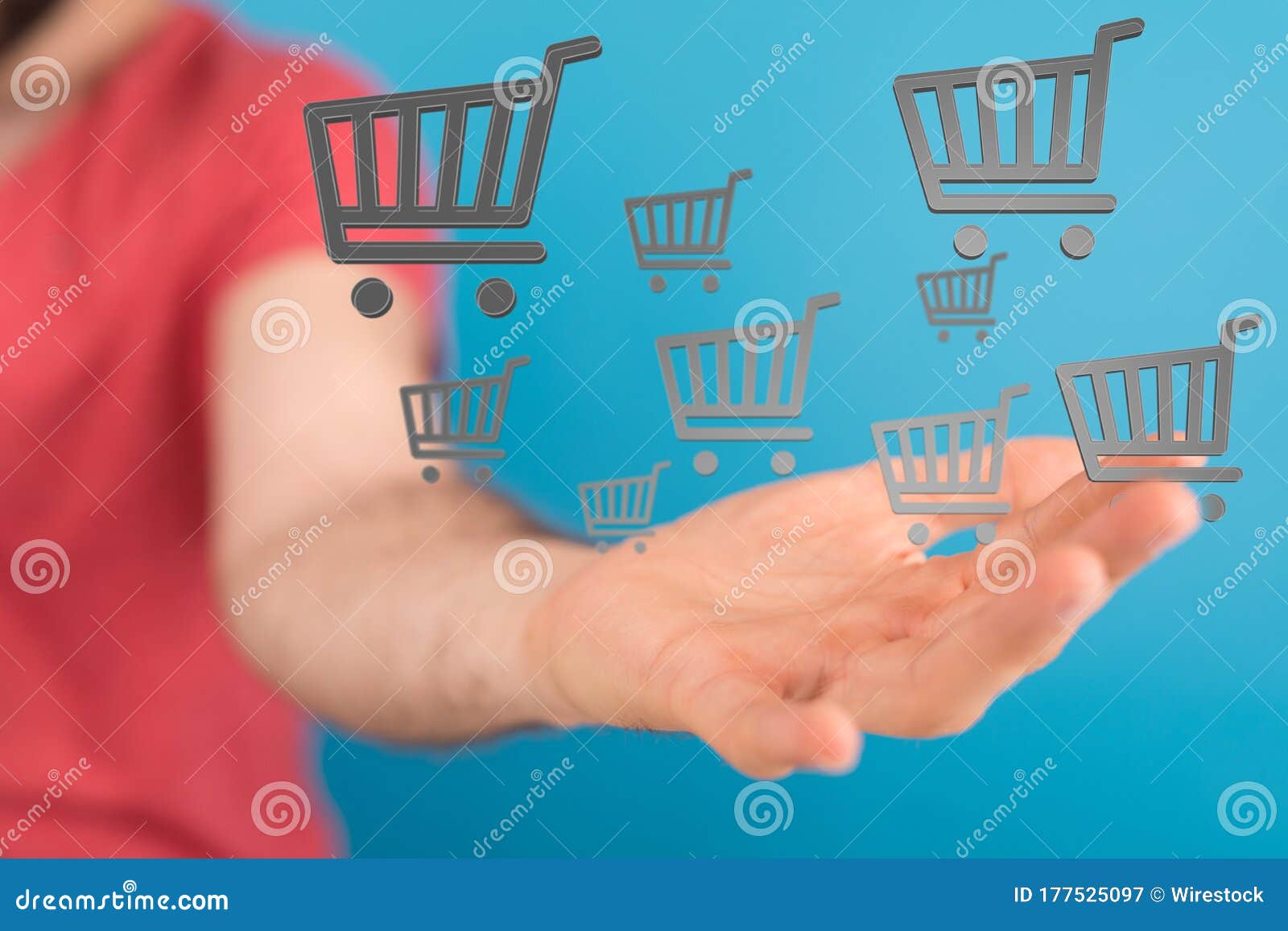 A Online Shopping Business Concept Selecting Shopping Cart Stock Image