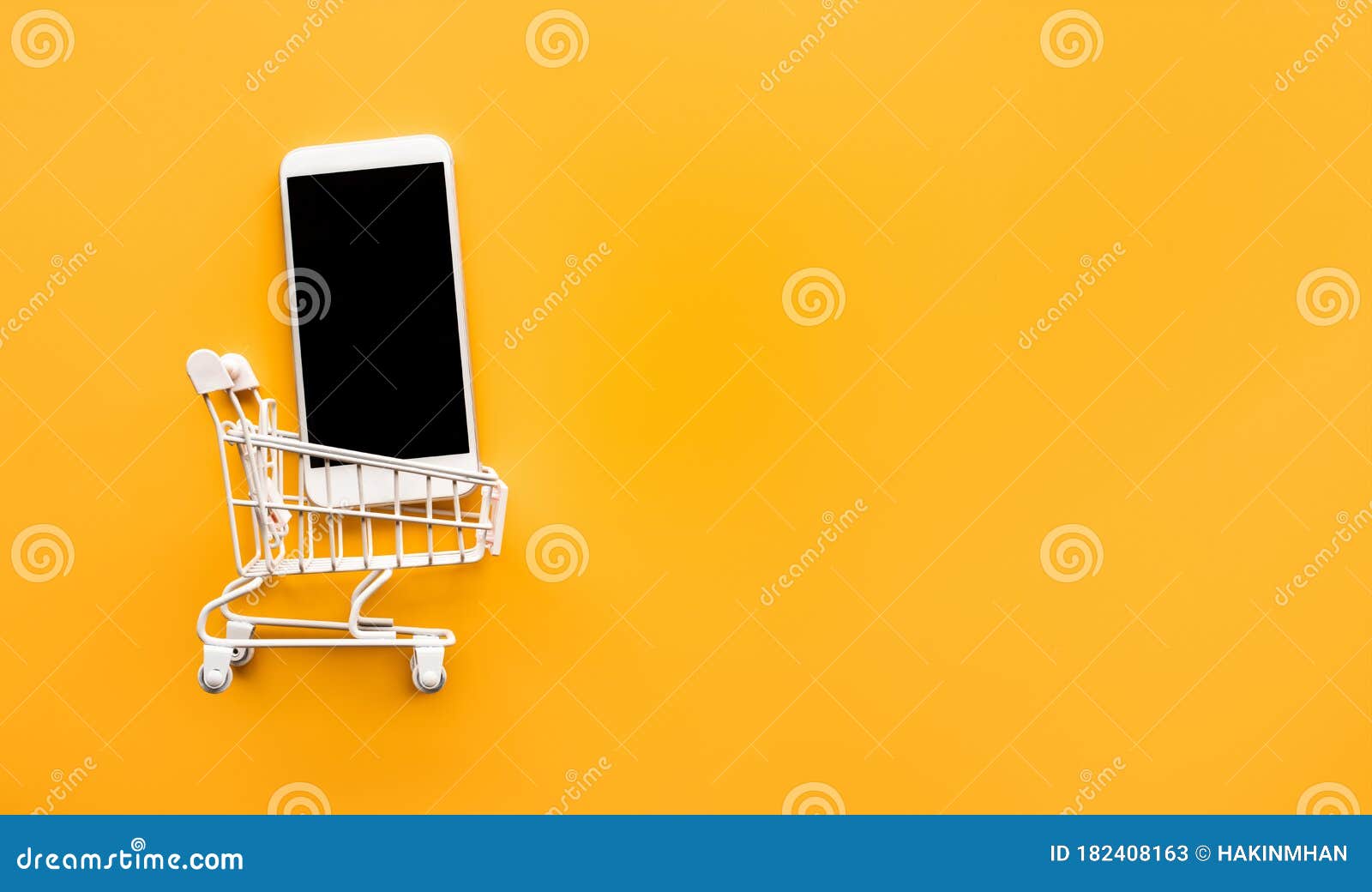 Online Shopping Concepts with Mockup Trolley and Smartphone.Ecommerce ...