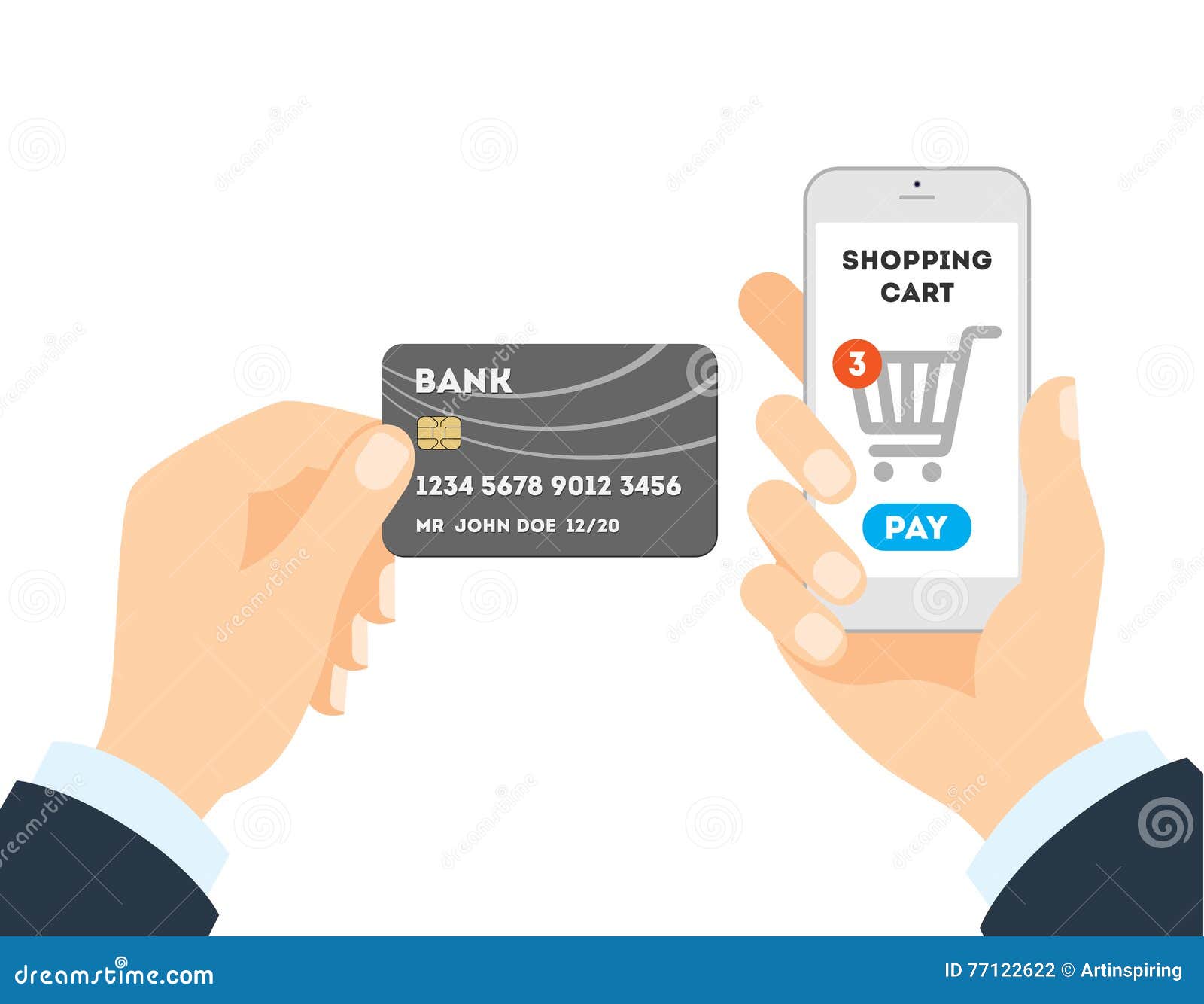 Online Shopping with Credit Card. Stock Vector Illustration of commercial, marketing 77122622