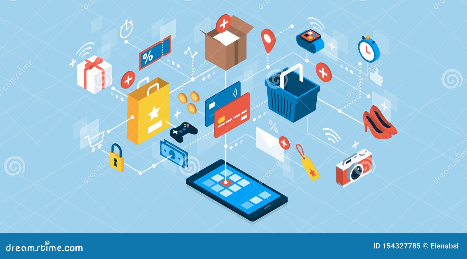 Online Shopping and Express Delivery Stock Vector Illustration of augmented, payment 154327785