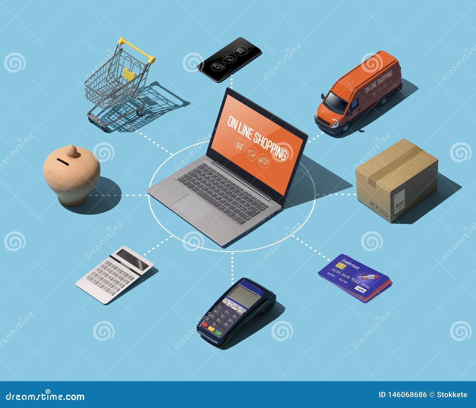 Online Shopping and Express Delivery Stock Photo Image of cardboard