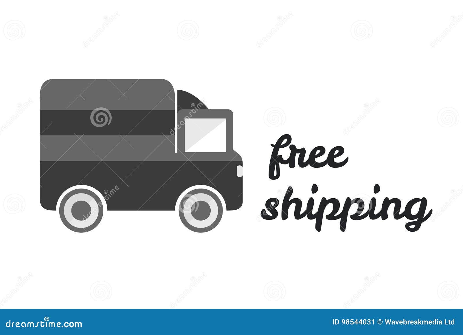 Online Shopping with Free Shipping Text Interface Stock Illustration