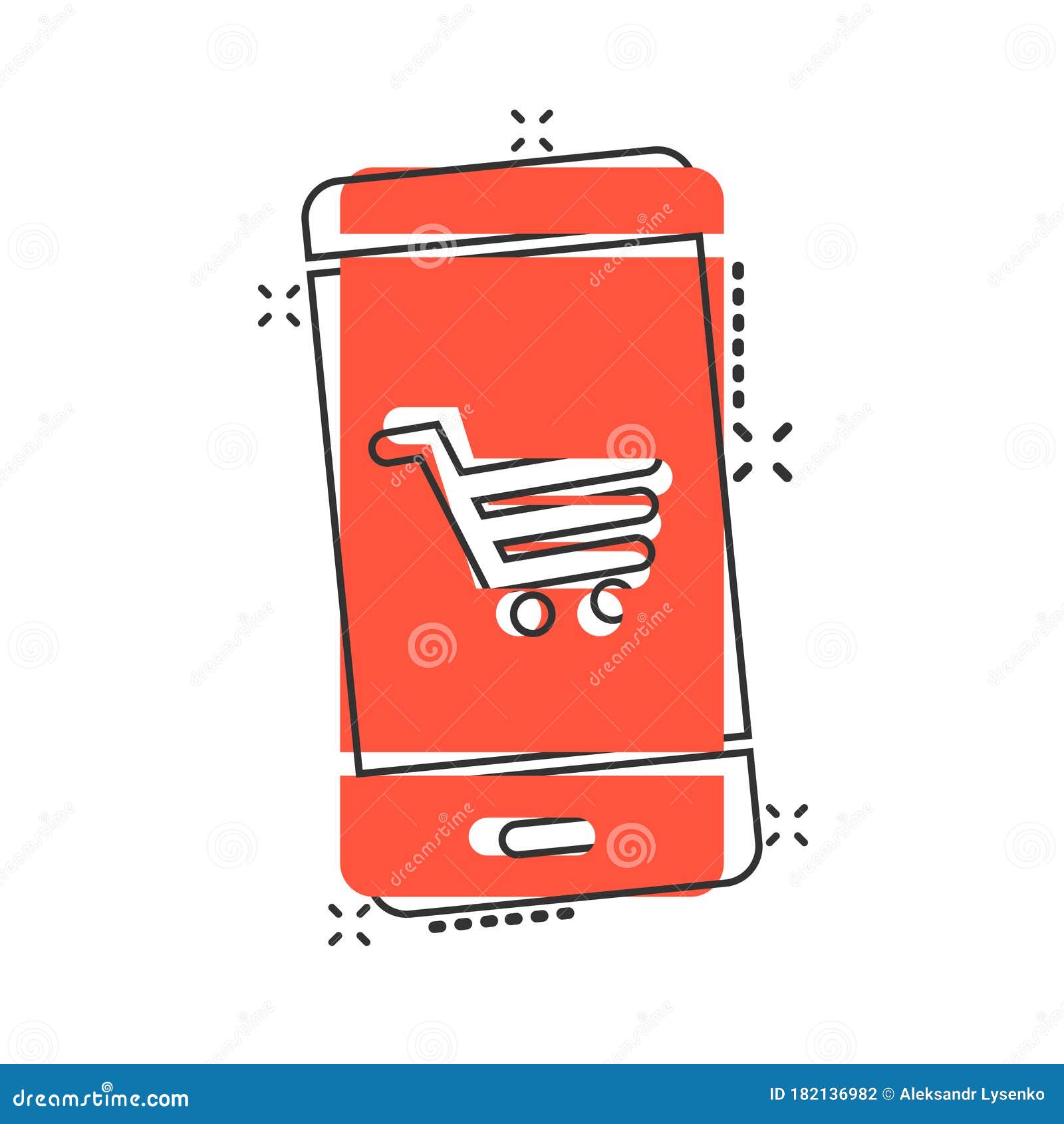 Online Shopping Icon in Comic Style. Smartphone Store Cartoon Vector  Illustration on White Isolated Background Stock Vector - Illustration of  checkout, market: 182136982
