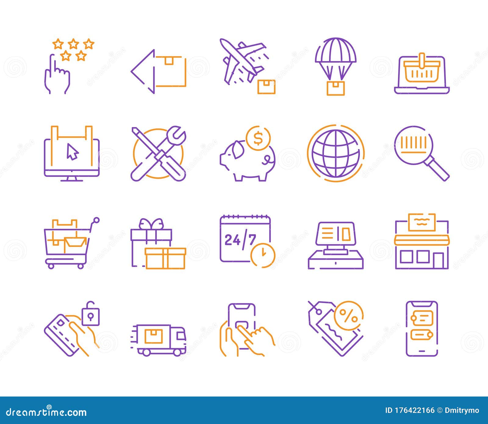 Online Shopping Icons Set on White Background Stock Vector - Illustration  of sale, computer: 176422166
