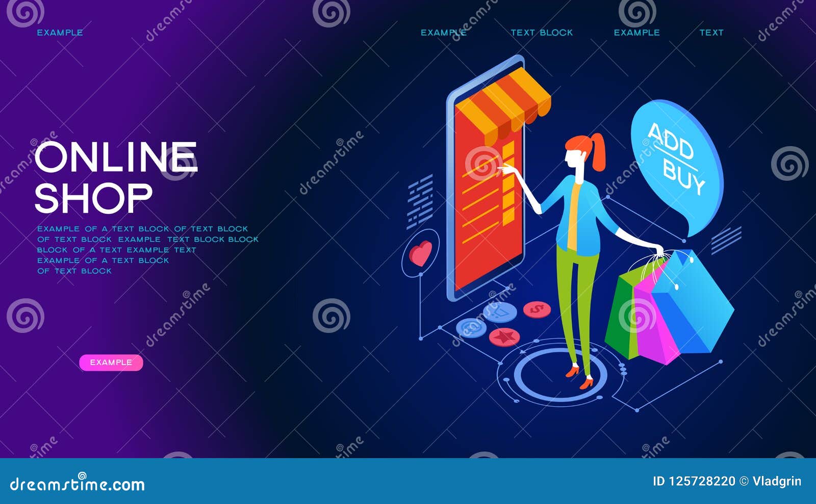 Online Shopping Isometric Concept Banner Stock Vector - Illustration of ...