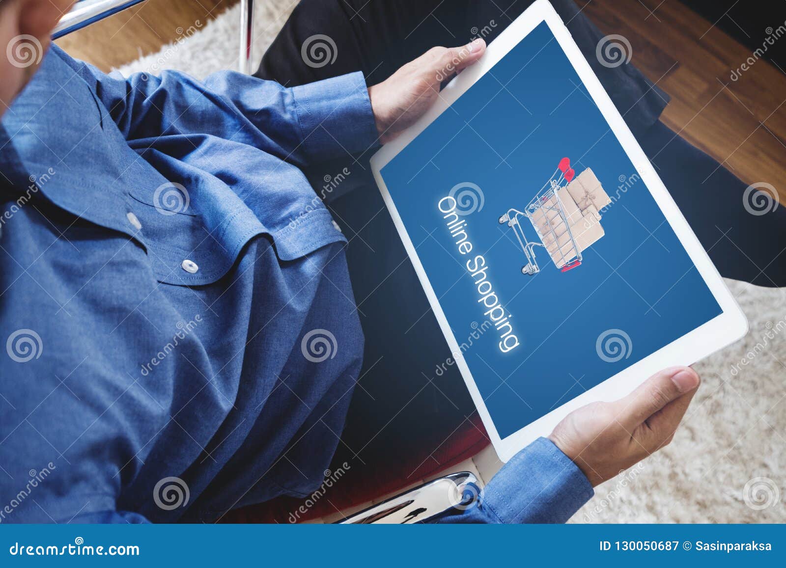 online shopping and online retailer business. a man using digital tablet for shopping and selling online