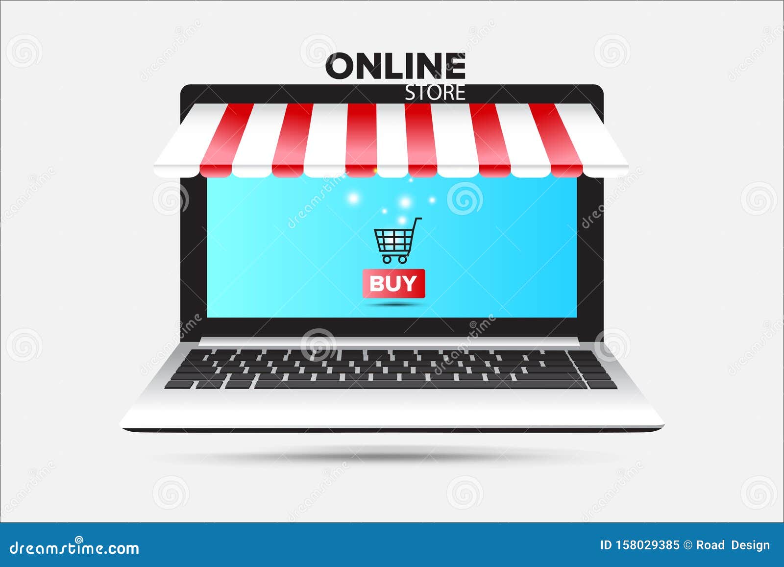 nul moe Aanleg Online Shopping with Open Laptop. Online Store Concept Stock Vector -  Illustration of market, electronic: 158029385