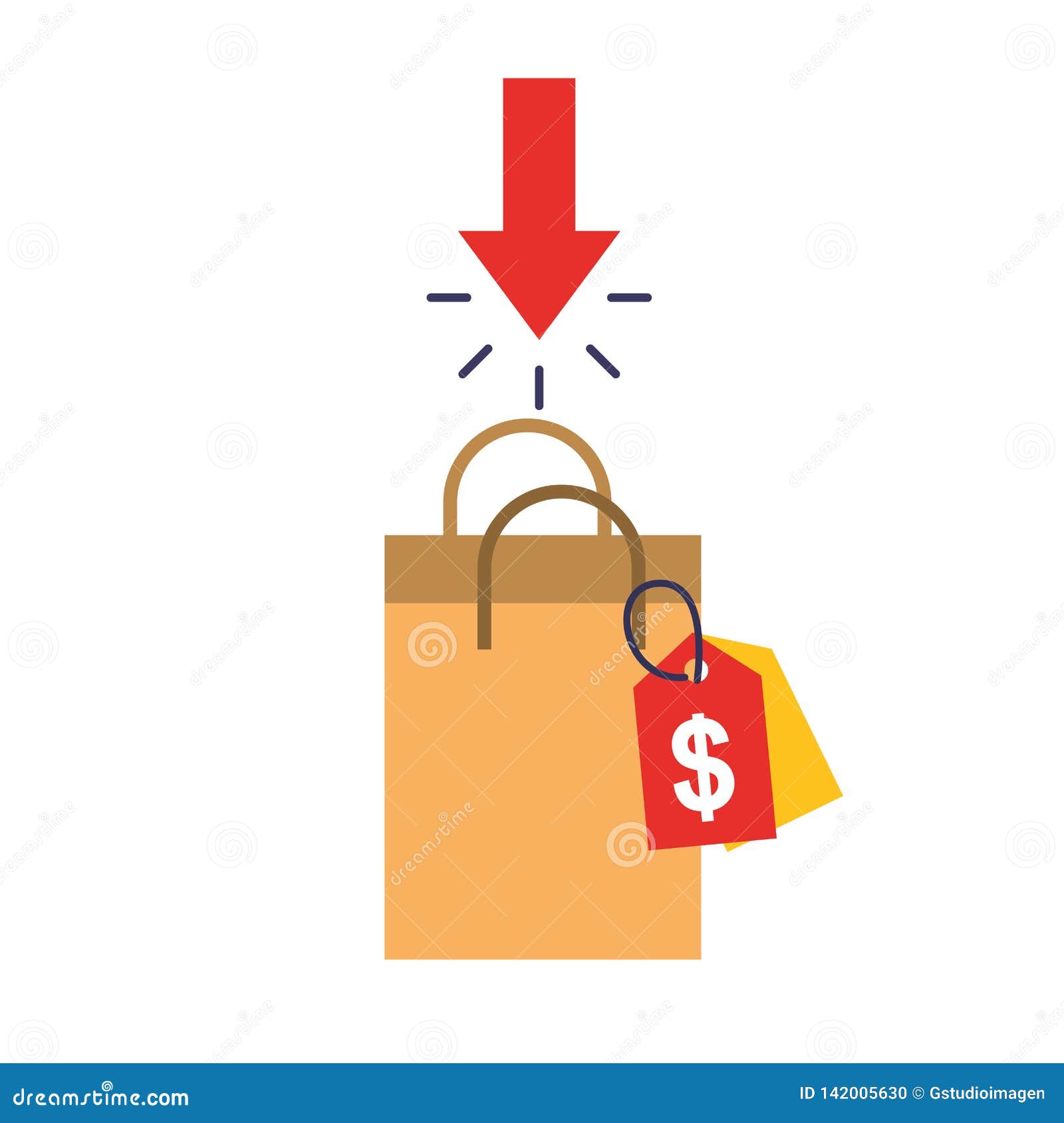 Online Shopping Paper Bag Tag Price Stock Vector ...