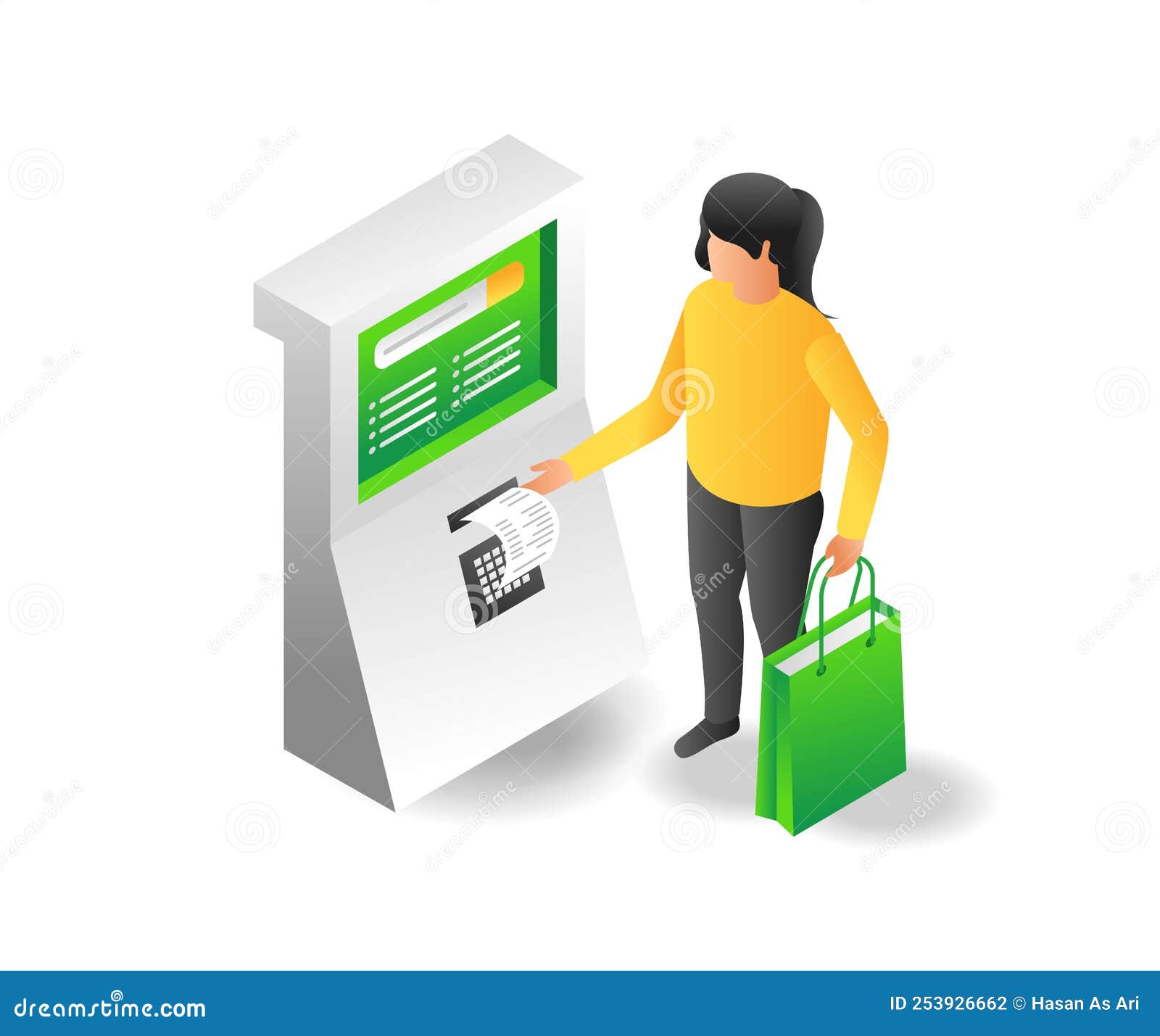 Online Shopping Payment Machine in the Market Place Stock Illustration