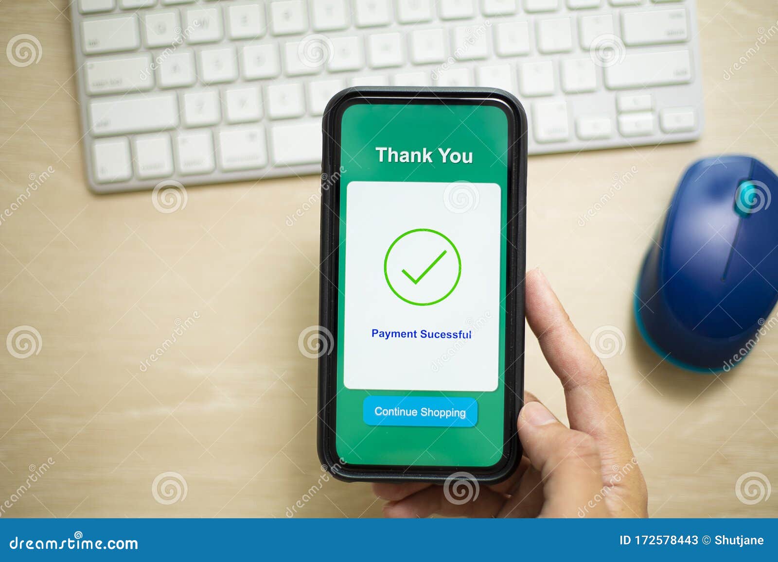 Online Shopping Payment Option Successful and Continue Shopping Stock