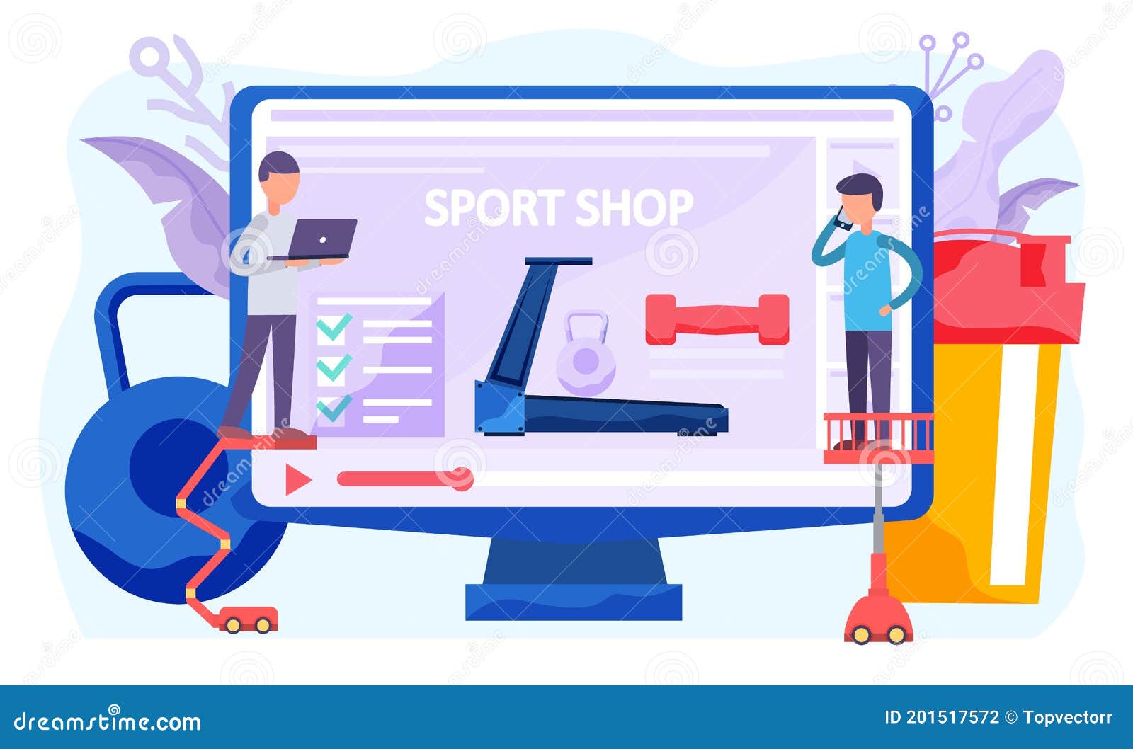 litteken Heer Onbemand Online Sport Shop, People Choose Sports Equipment. Buyers of Online Store  of Outfit for the Gym Stock Illustration - Illustration of vector, sport:  201517572
