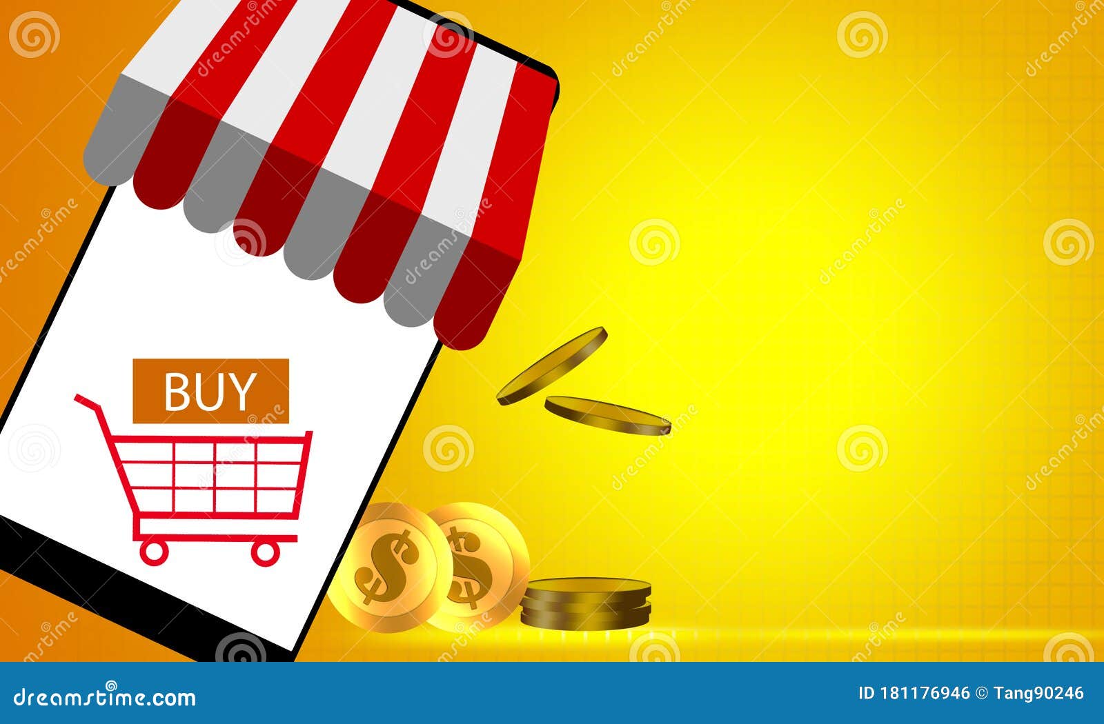 Online Store Concept. Smart Phone with Awning Stock Illustration