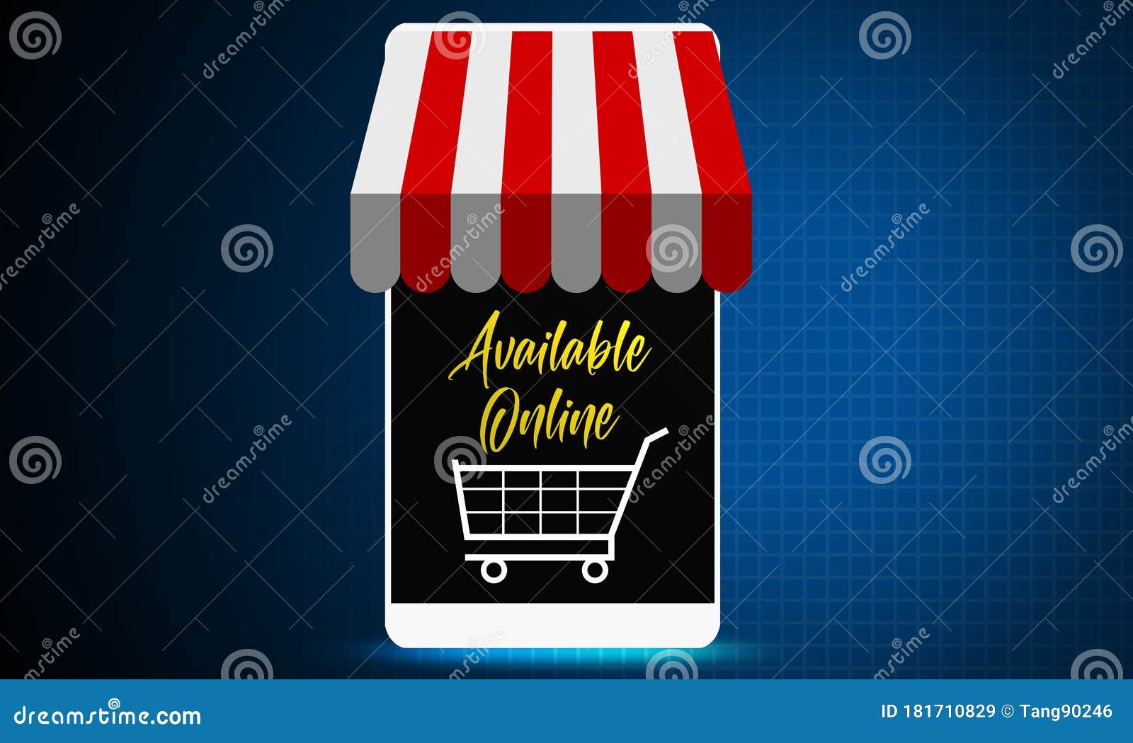 Online Store Concept. Smart Phone with Awning Stock Illustration