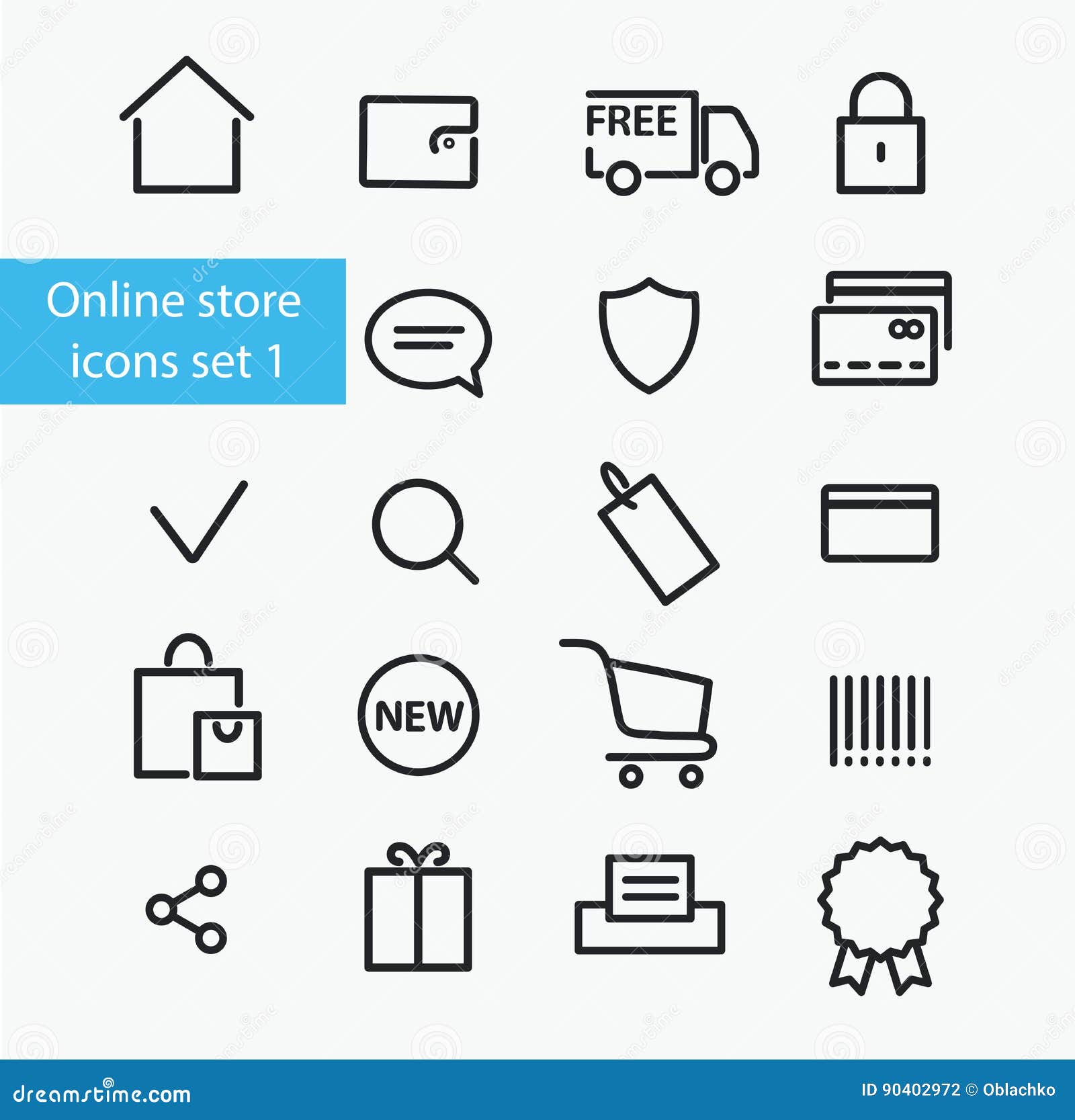 Online store icons stock vector. Illustration of gift 90402972