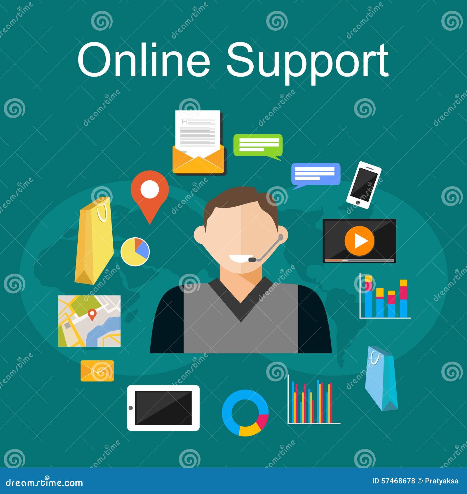 Online Support Illustration Flat Design Illustration