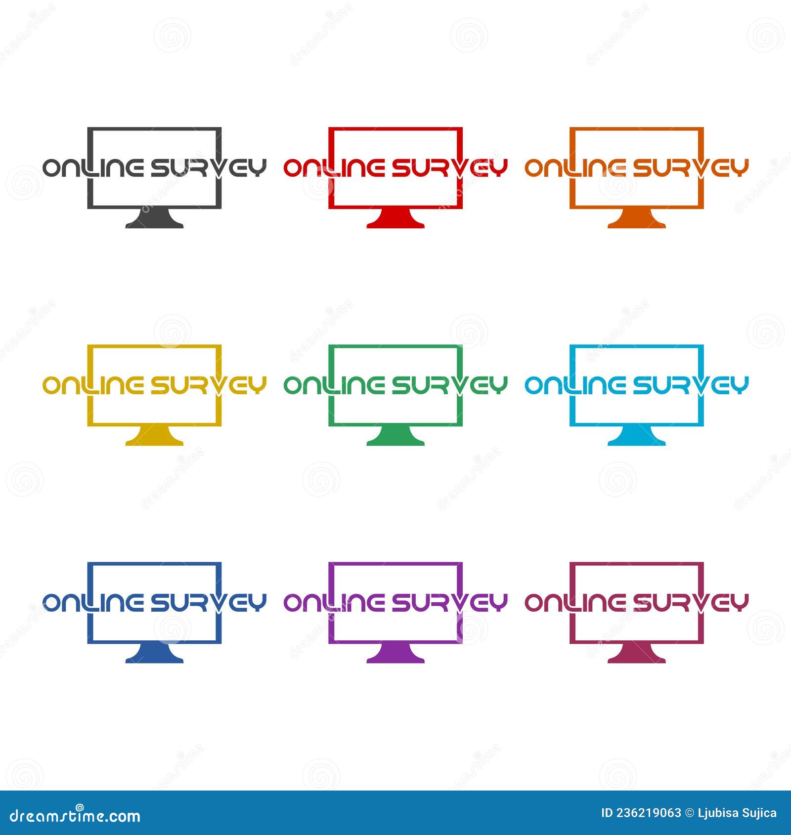 Online Survey Icon Isolated on White Background, Color Set Stock Vector -  Illustration of list, mark: 236219063