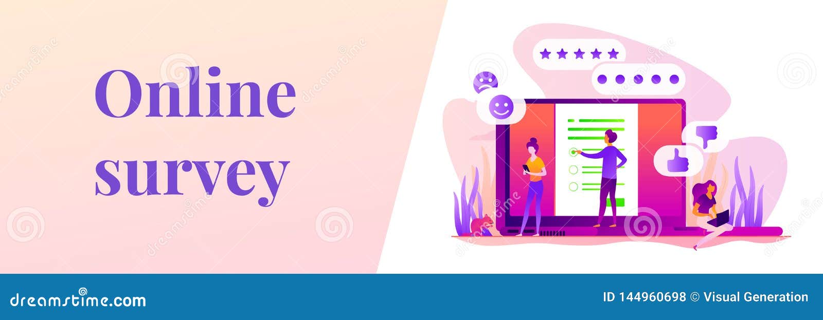 Online Survey Web Banner Concept Stock Vector Illustration Of - 