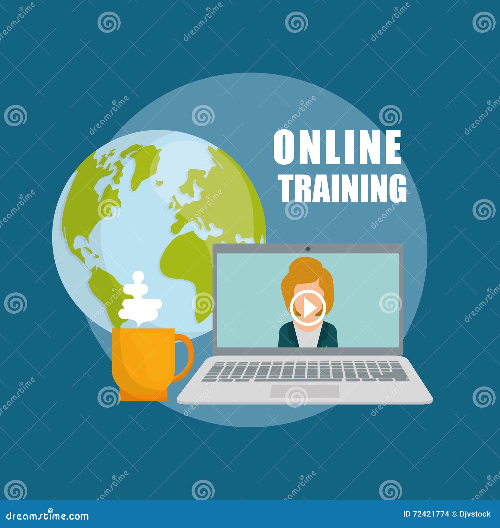 Online Training Design. Education Concept. Colorful Illustration Stock