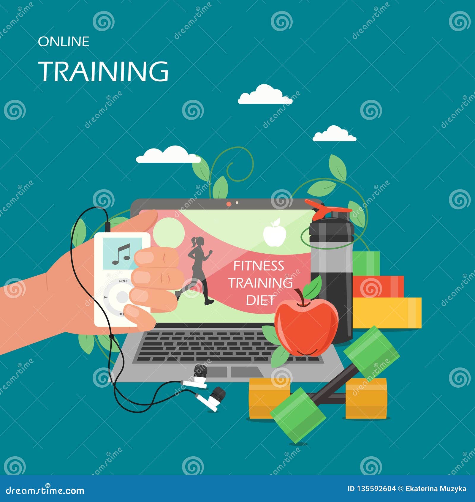 Download Online Training Vector Flat Style Design Illustration Stock Vector - Illustration of health ...