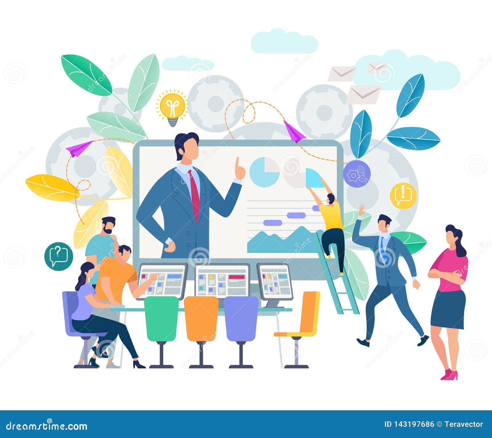 Online Training Workshop and Courses Visualization Stock Vector