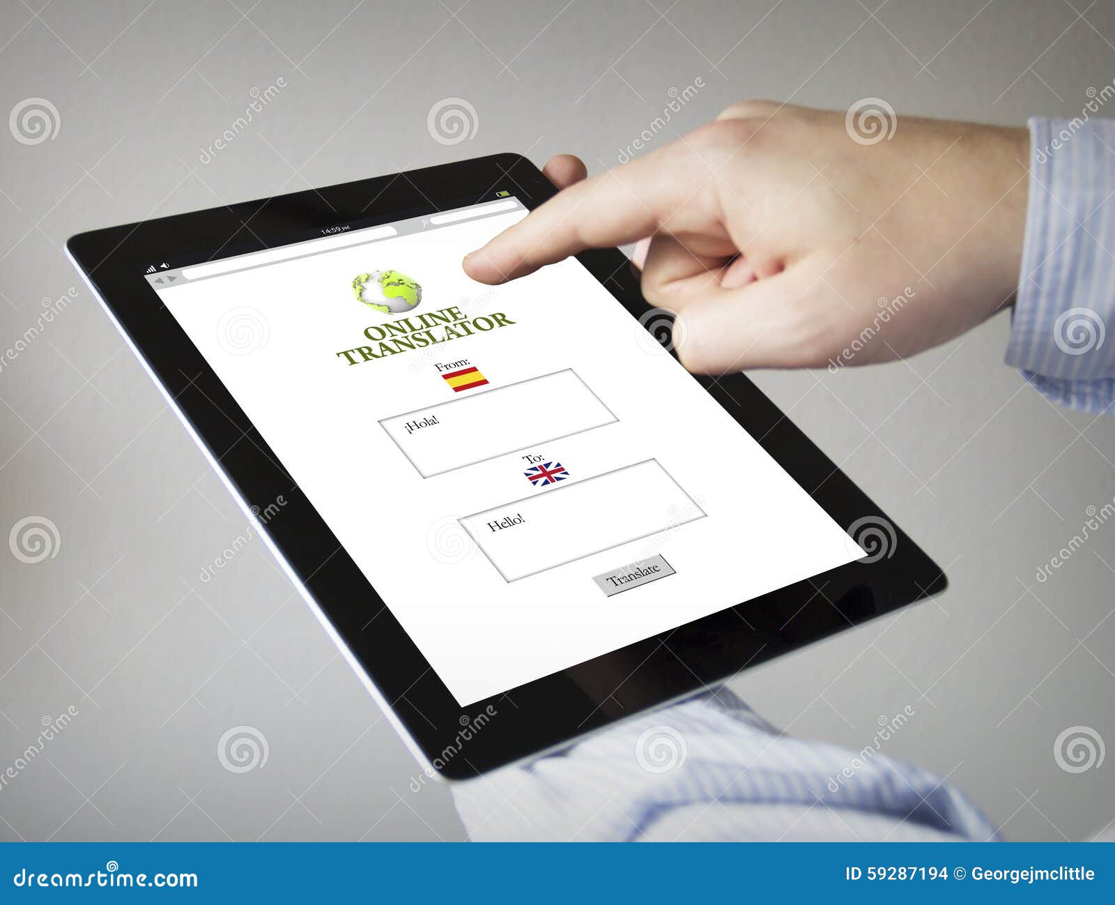 Online Translator on a Tablet Stock Illustration Illustration of