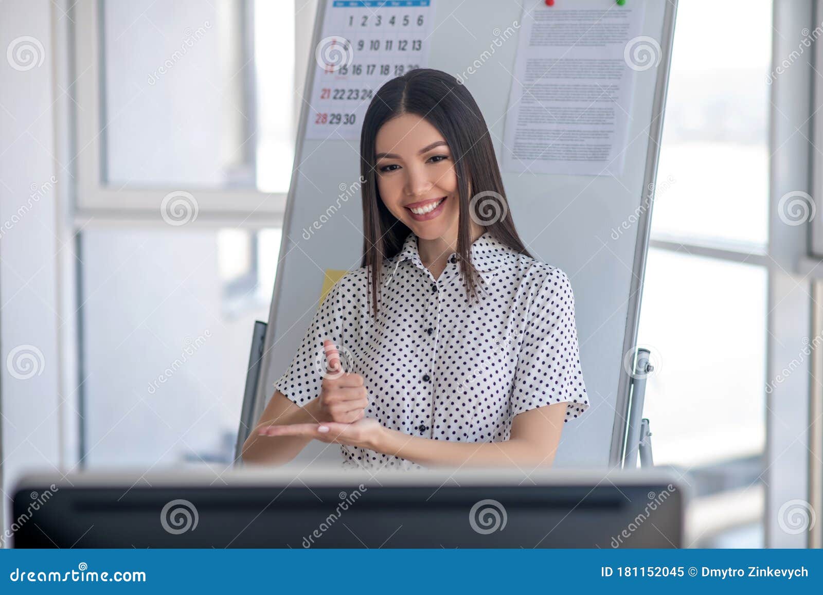 Young Sign Language Tutor Participating in Online Training Stock Image