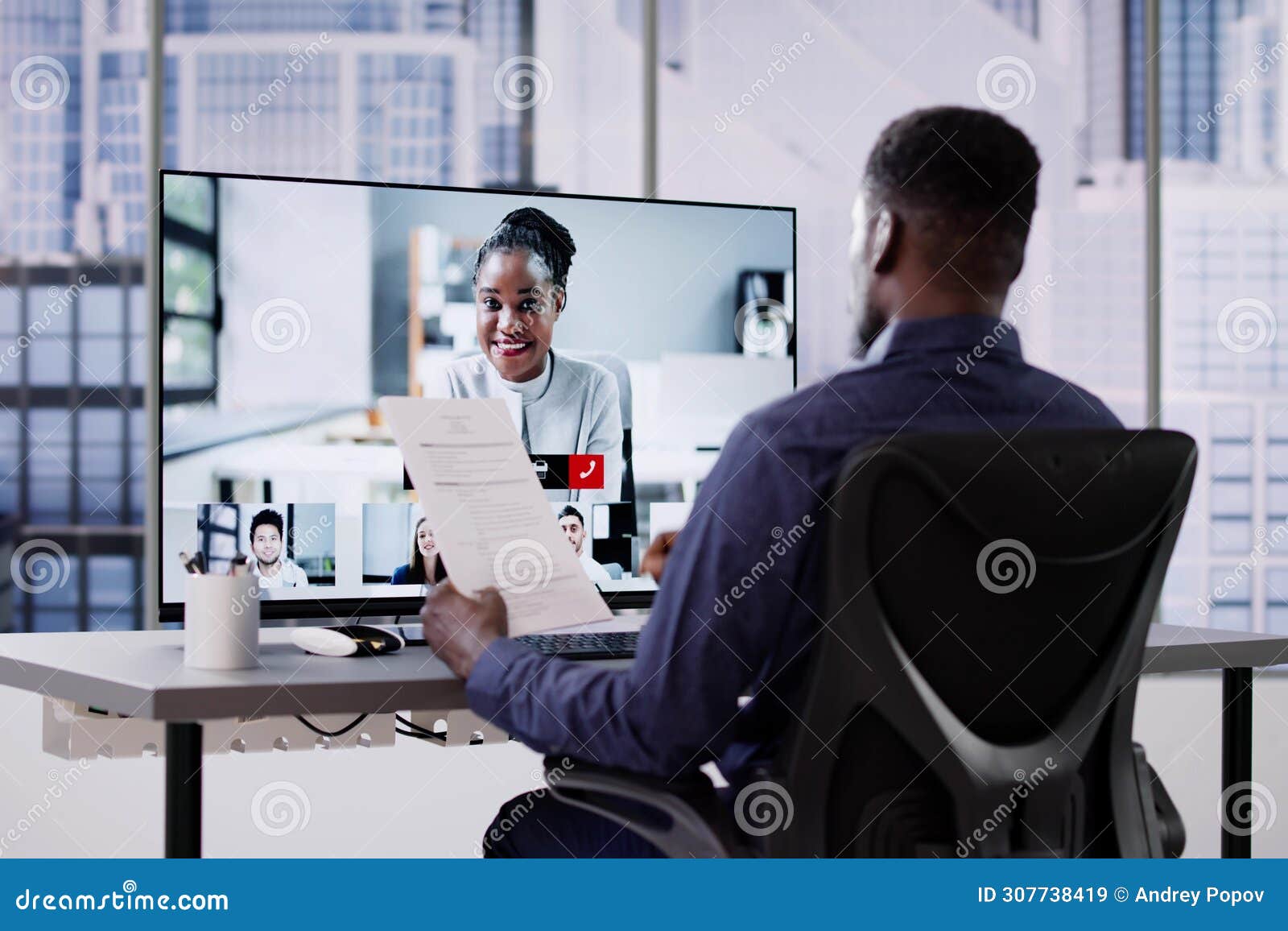 Online Video Conference Job Interview Meeting Stock Image Image of