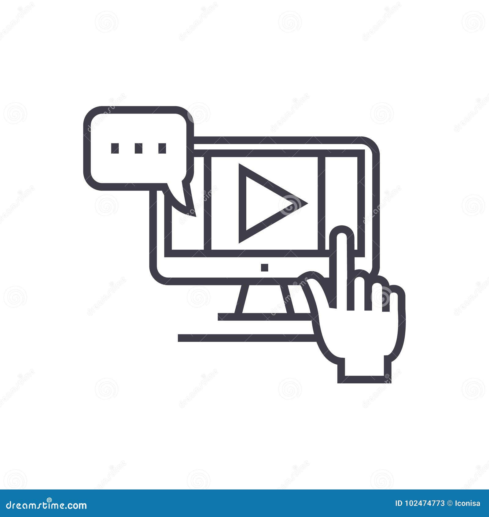 Online Video Courses Linear Icon, Sign, Symbol, Vector on Isolated