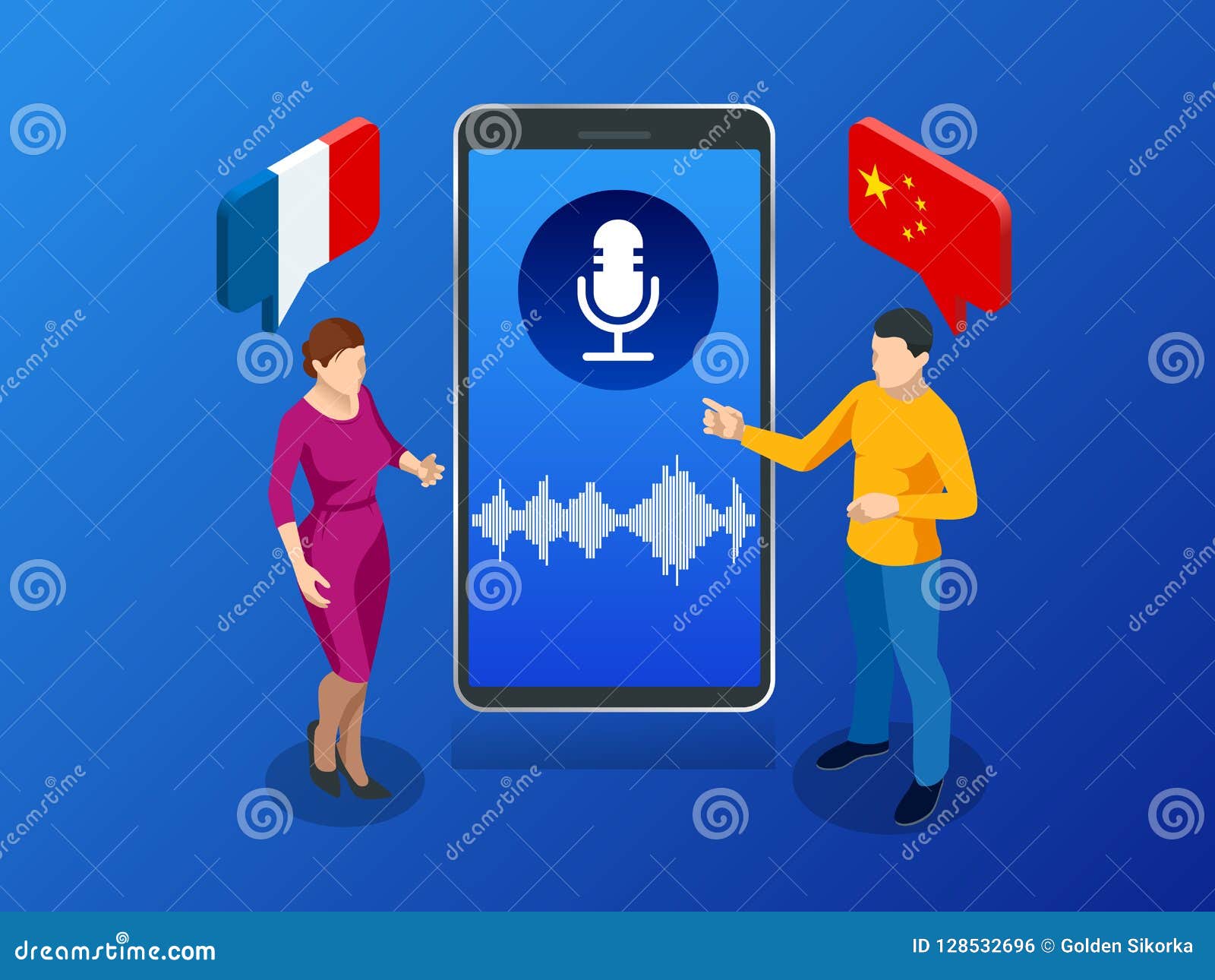 Online Voice Translator and Learning Languages Concept. Elearning