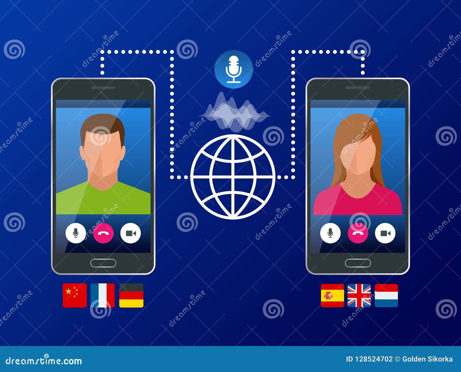 Online Voice Translator and Learning Languages Concept. Elearning