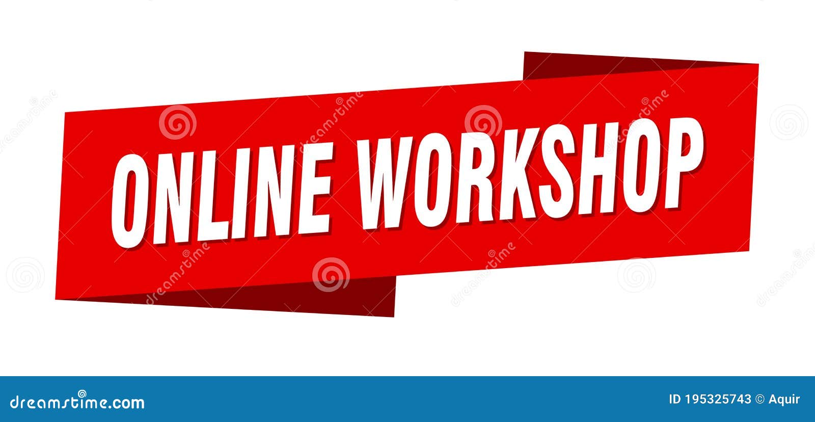 Online Workshop Banner Template. Ribbon Label Sign. Sticker Stock